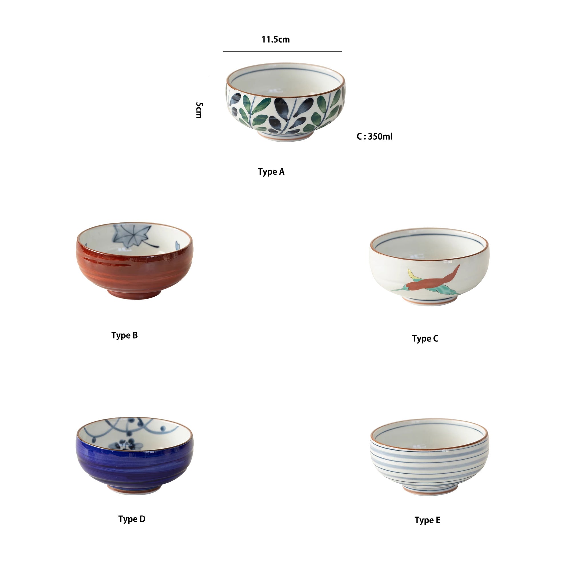 Set de bols ronds Aritayaki bleu et rouge