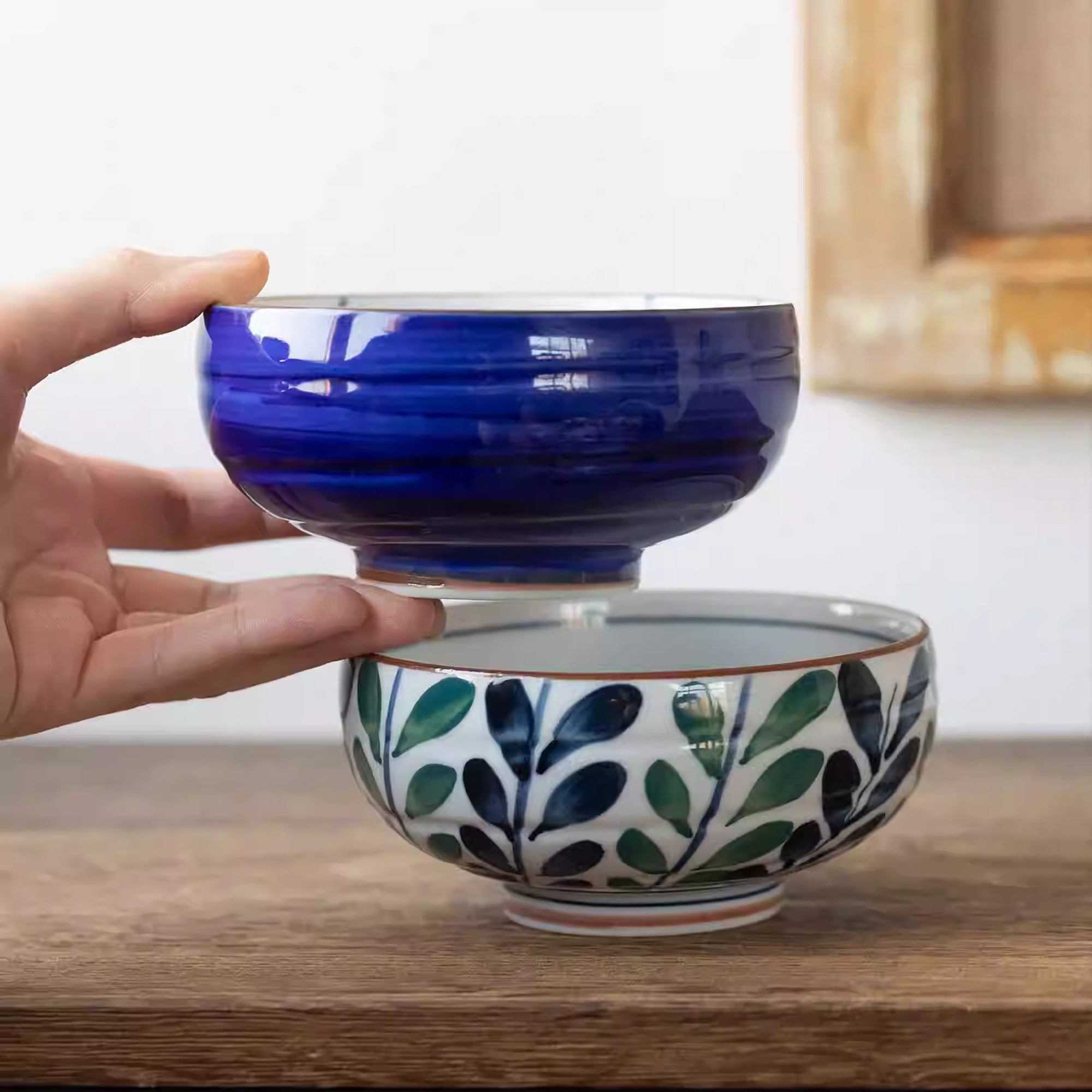 Set de bols ronds Aritayaki bleu et rouge
