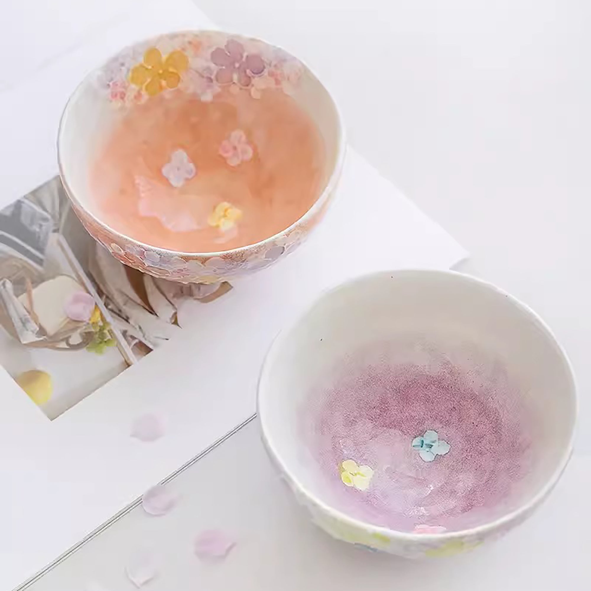Bol à riz Seto-yaki dégradé floral