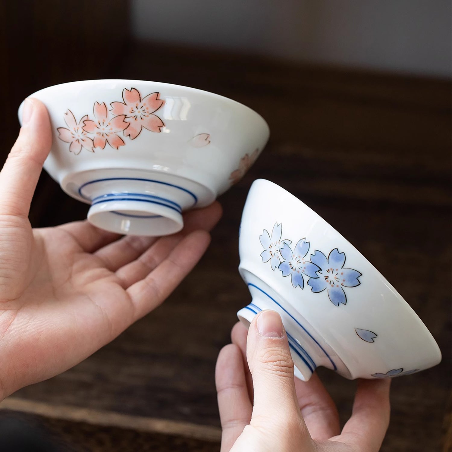 Bols à chazuke en céramique Mino-yaki avec Motif cerisier Yoshin
