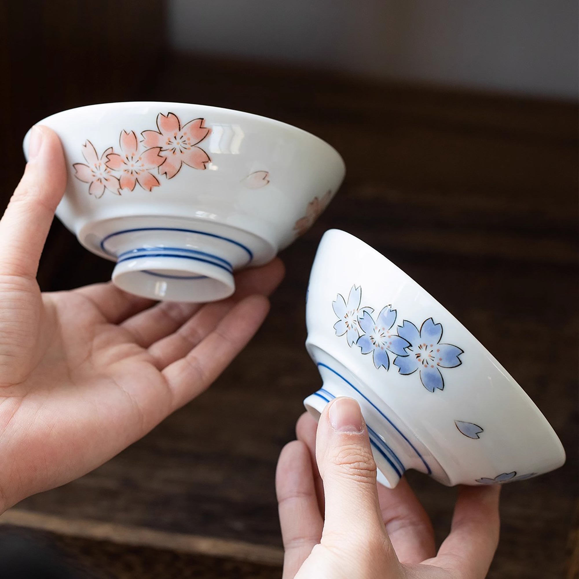 Bols à chazuke en céramique Mino-yaki avec Motif cerisier Yoshin