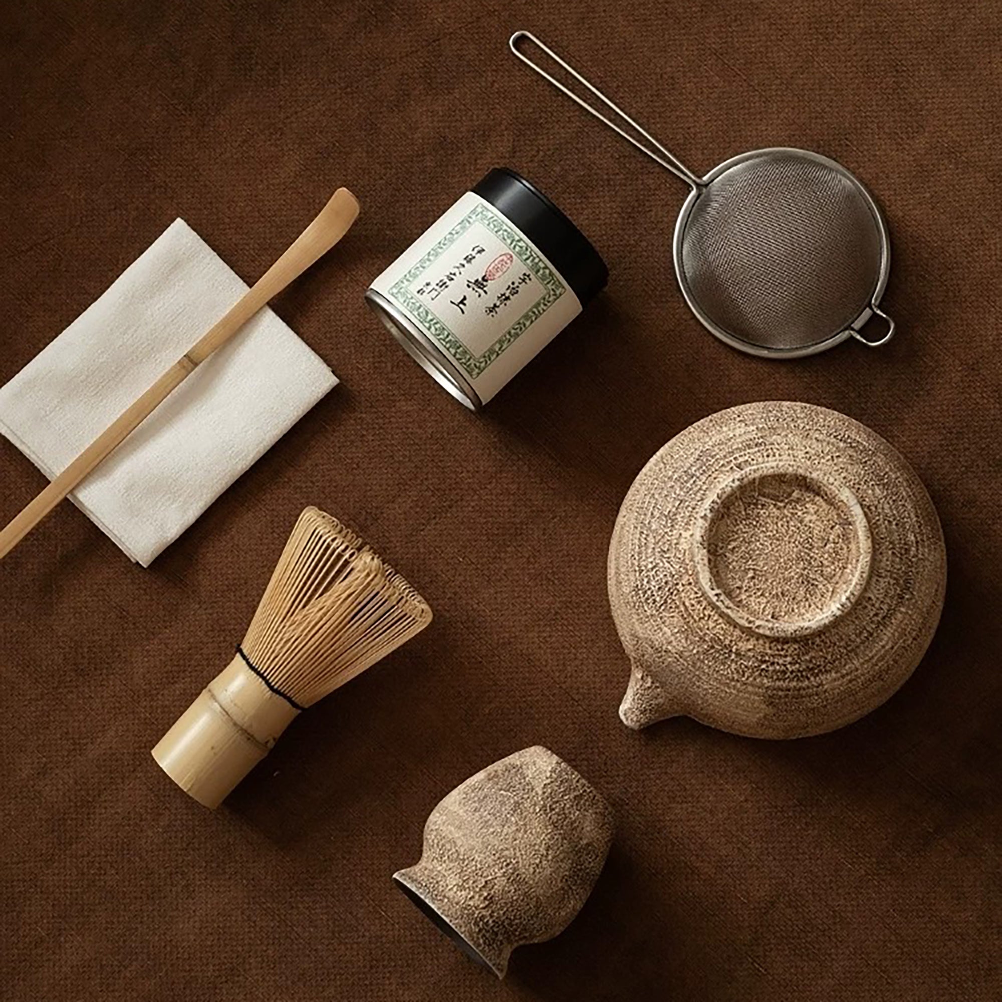 Service matcha en céramique effet pierre style Kohiki