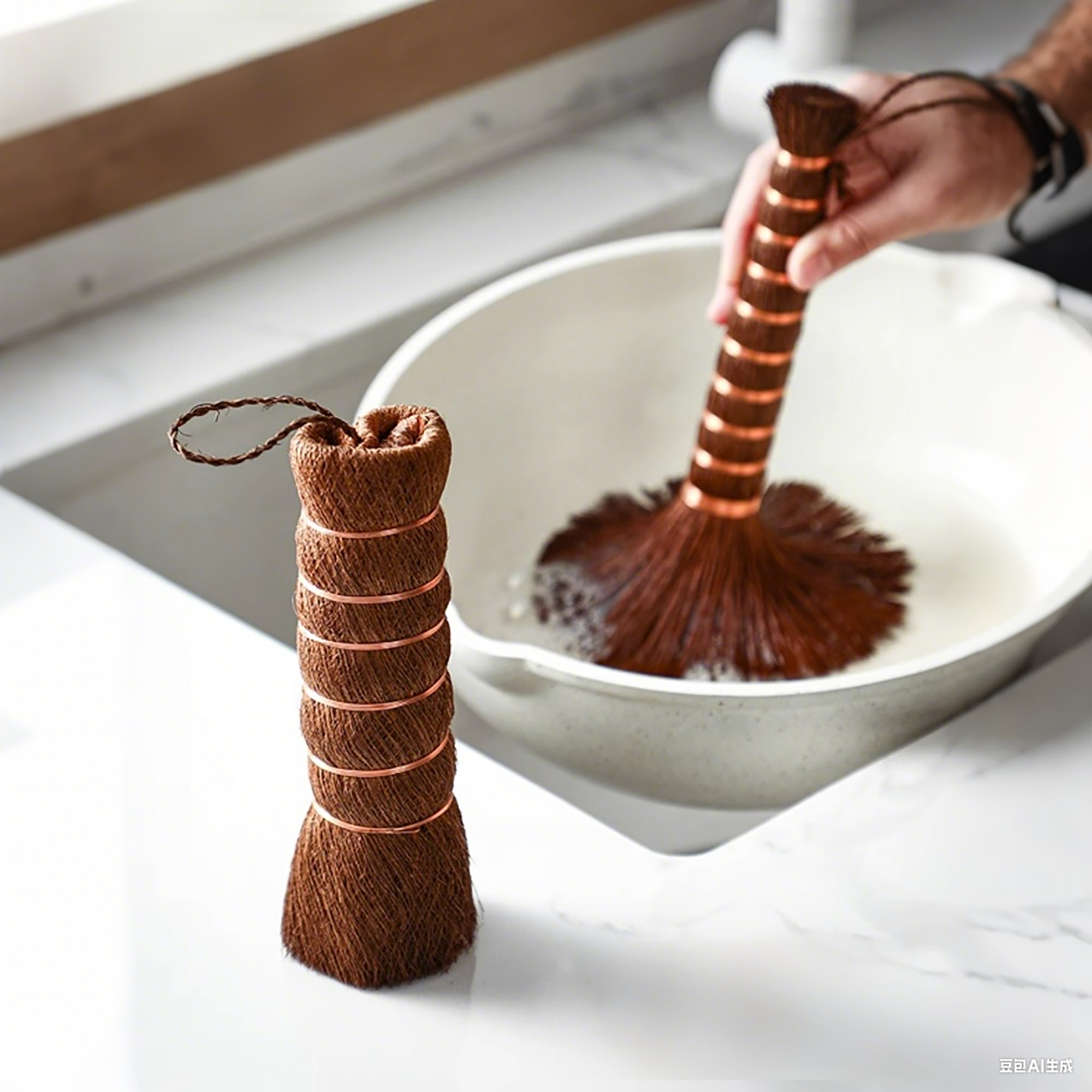 Brosse à récurer avec Fibres de palmier naturelles Shimoyama