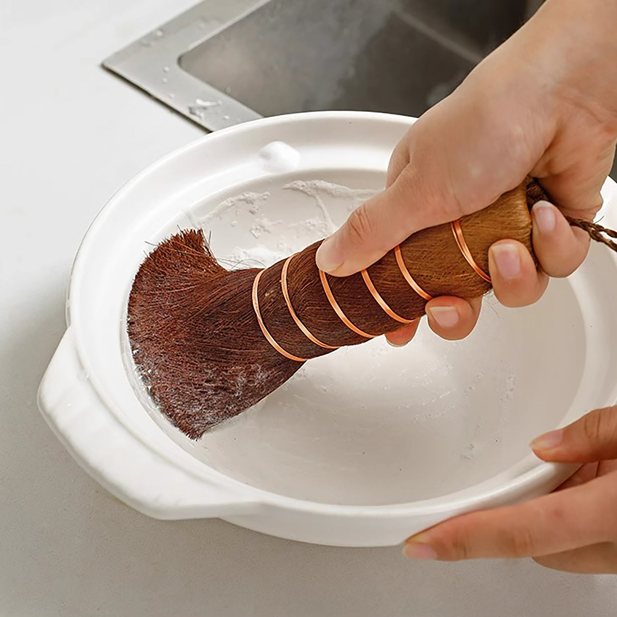 Brosse à récurer avec Fibres de palmier naturelles Shimoyama