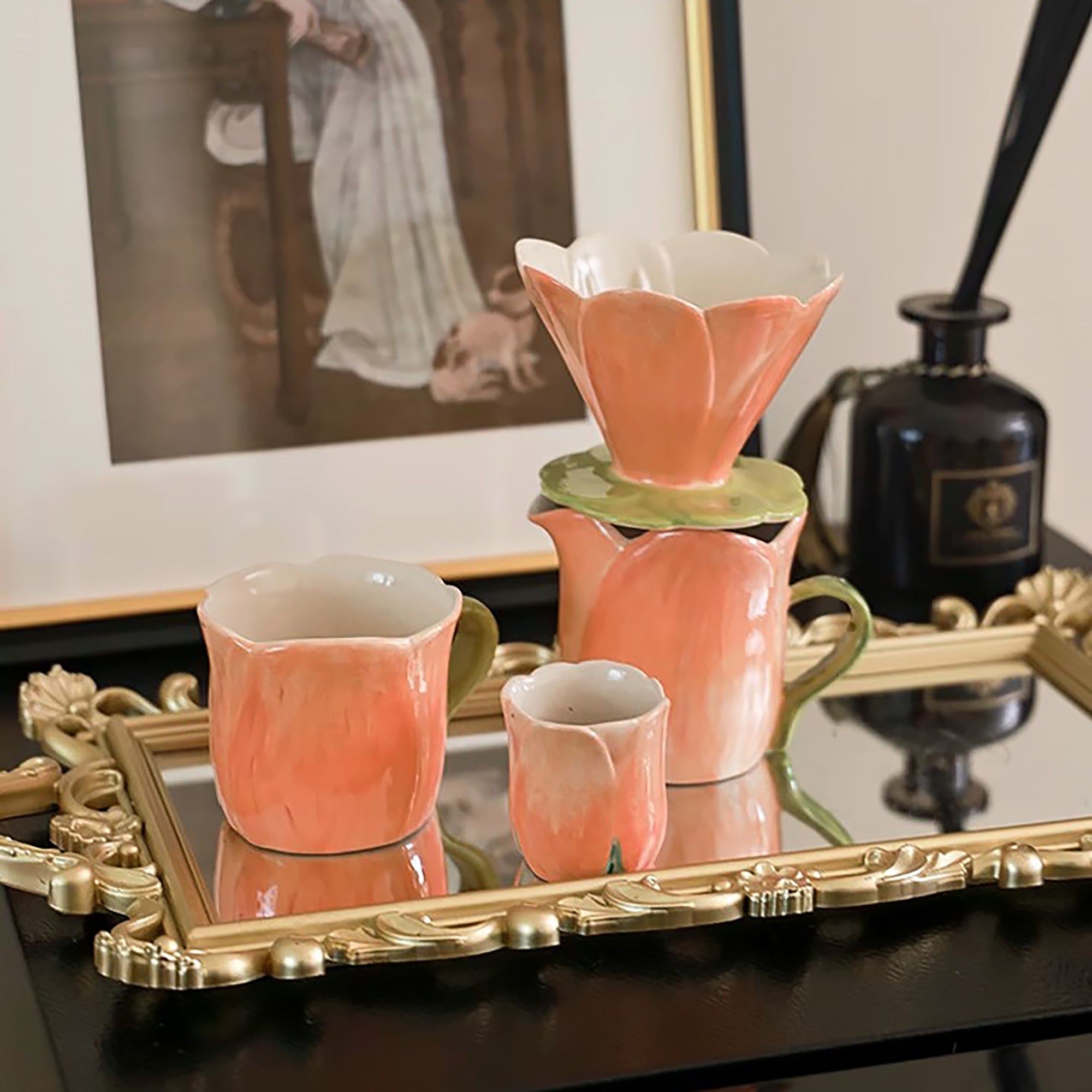 Tasse à café filtre en céramique faite main en forme de fleur