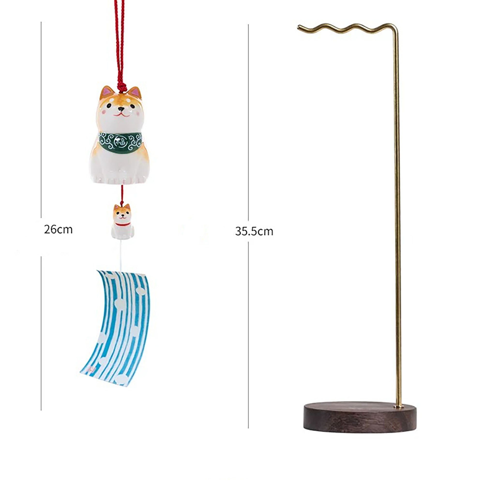 Carillon japonais en céramique Shiba Inu famille par Yakushigama