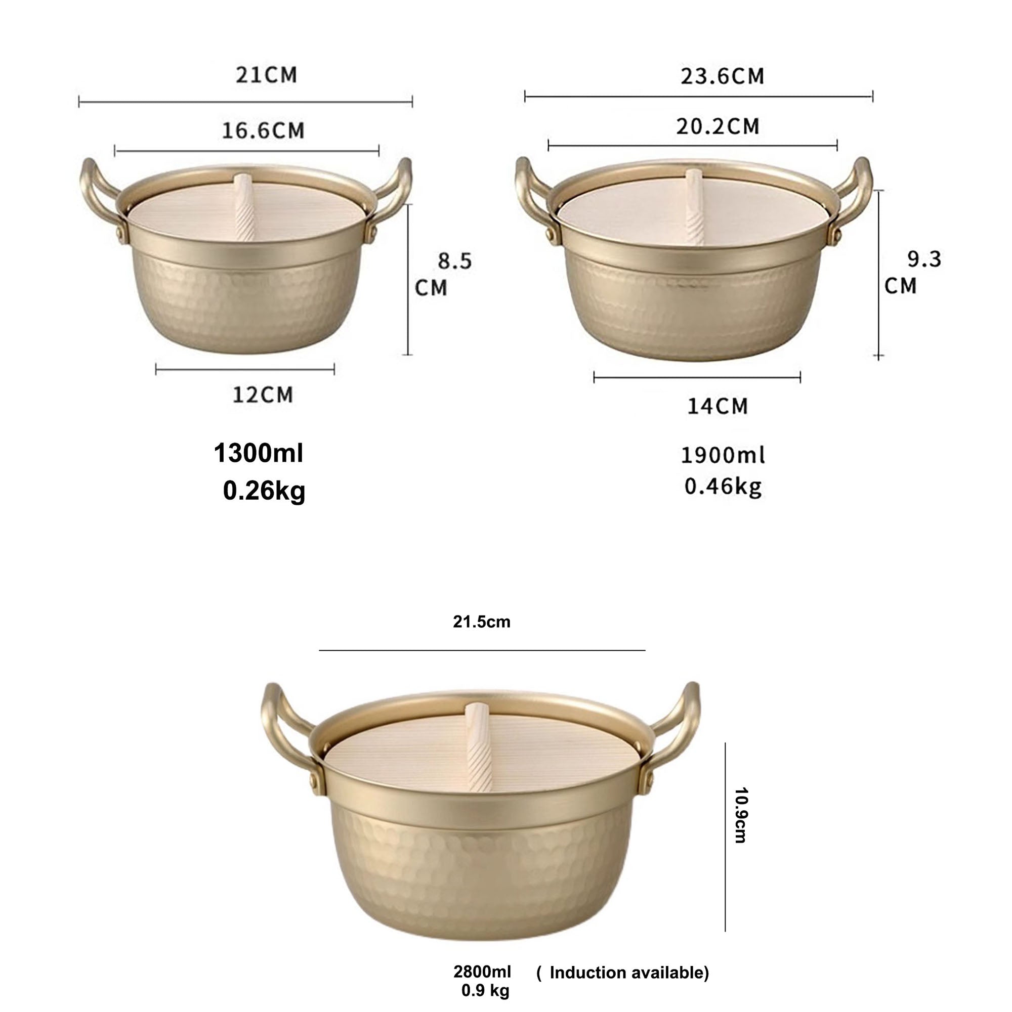 Casserole japonaise en aluminium avec poignées