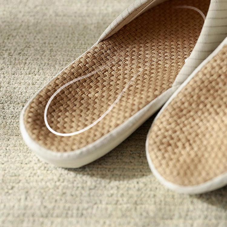 CHAUSSON en COTON et LIN avec semelle en jute