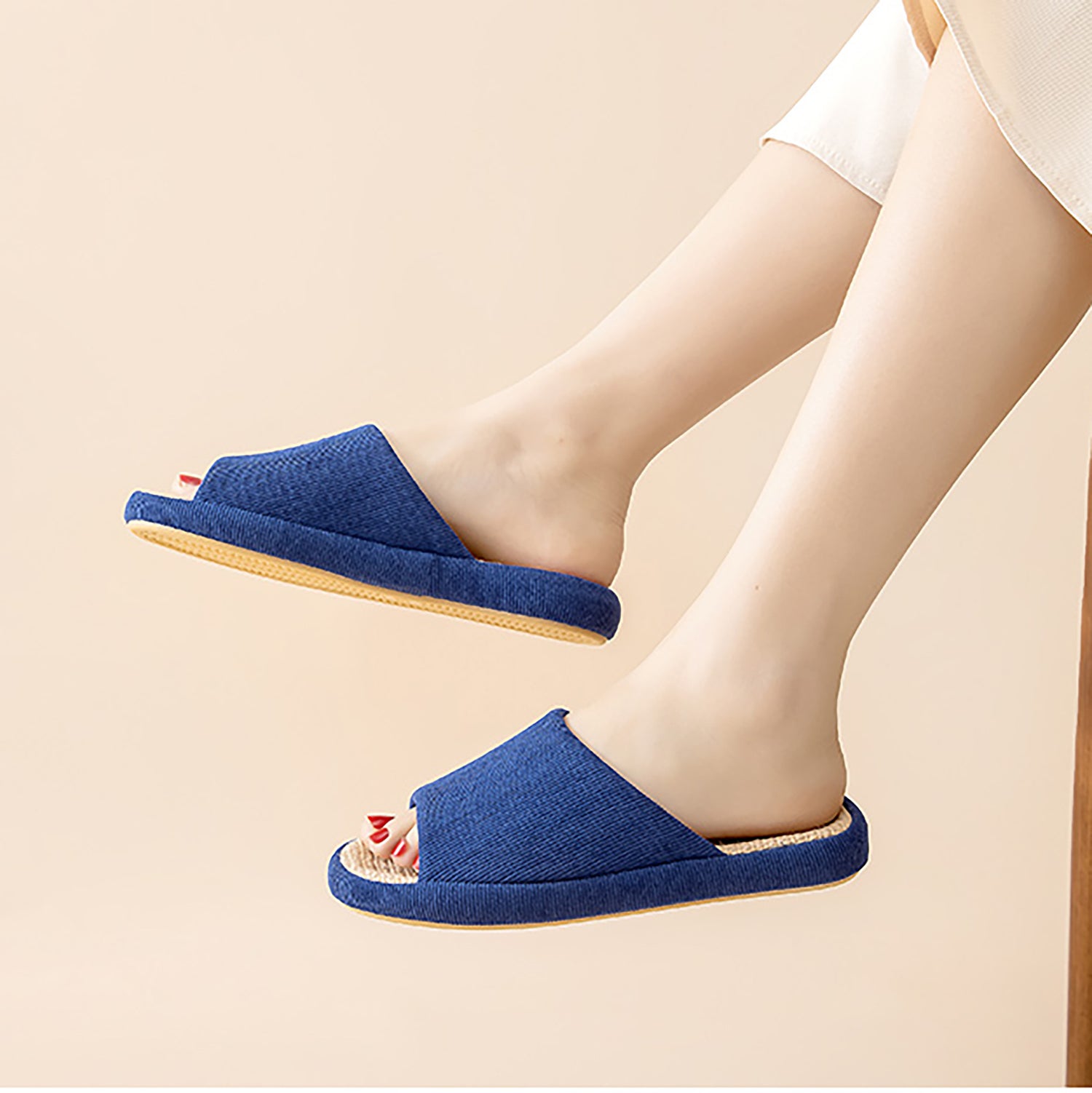 CHAUSSON en VELOUR et LIN au bout OUVERT