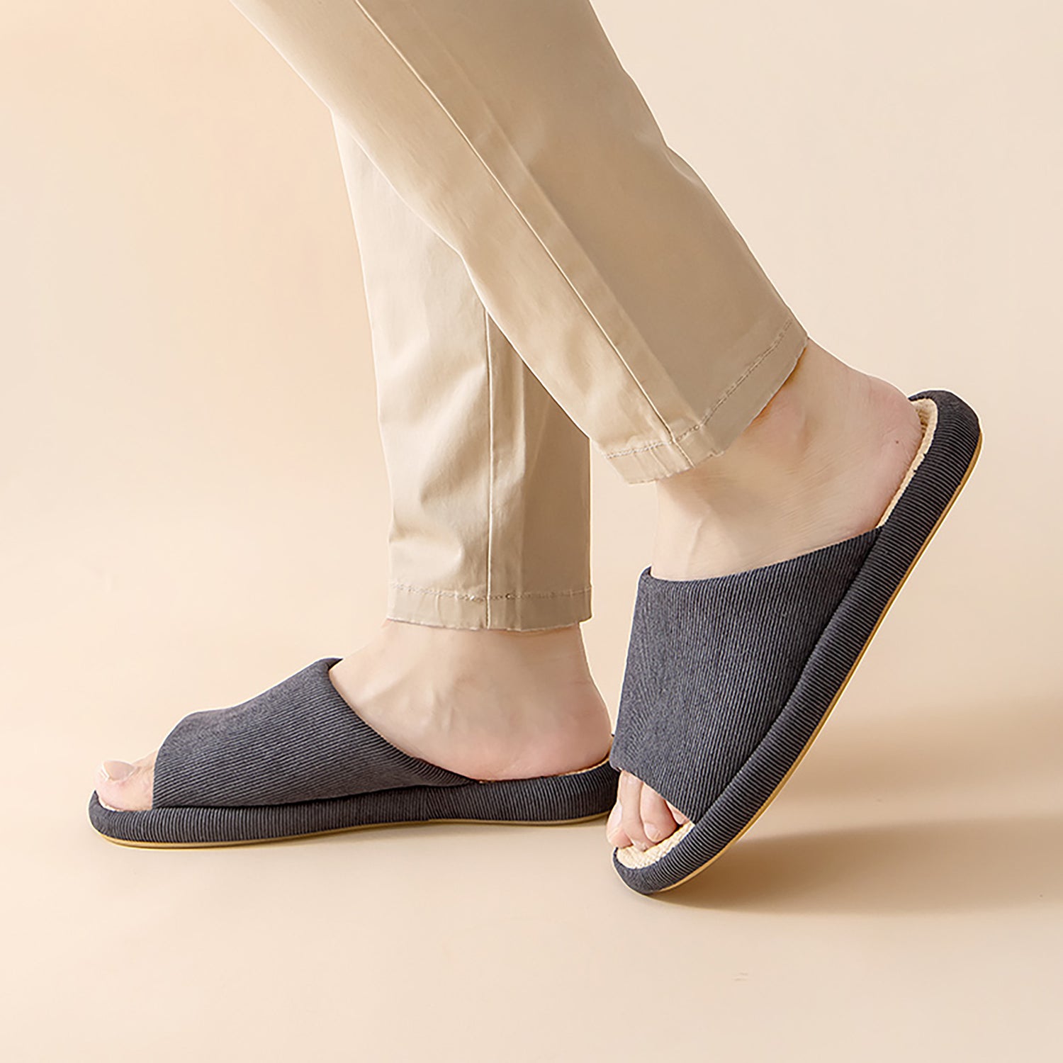 CHAUSSON en VELOUR et LIN au bout OUVERT