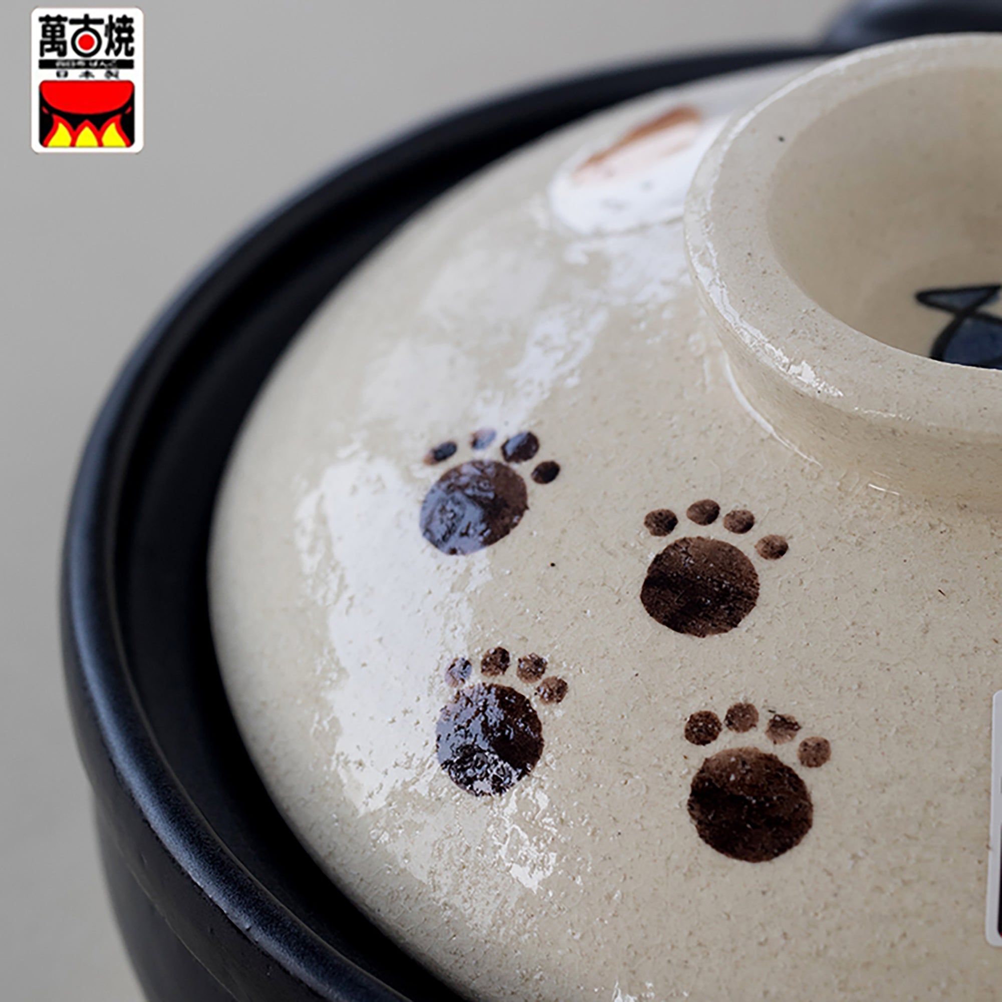 Cocotte japonaise Wanko-yaki avec Motif chat peint à la main