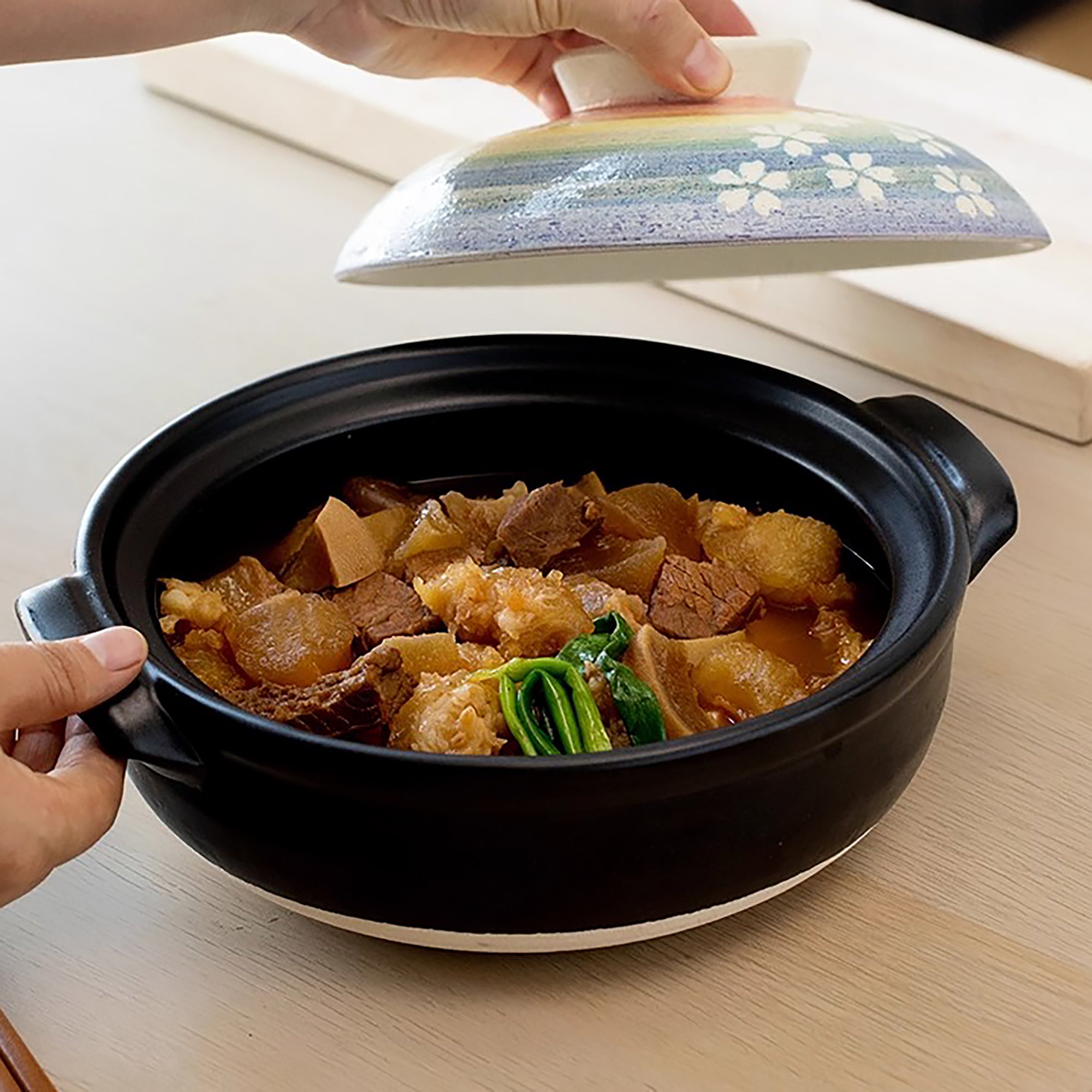 Donabe Banko-yaki “Neige & Sakura Arc-en-ciel”