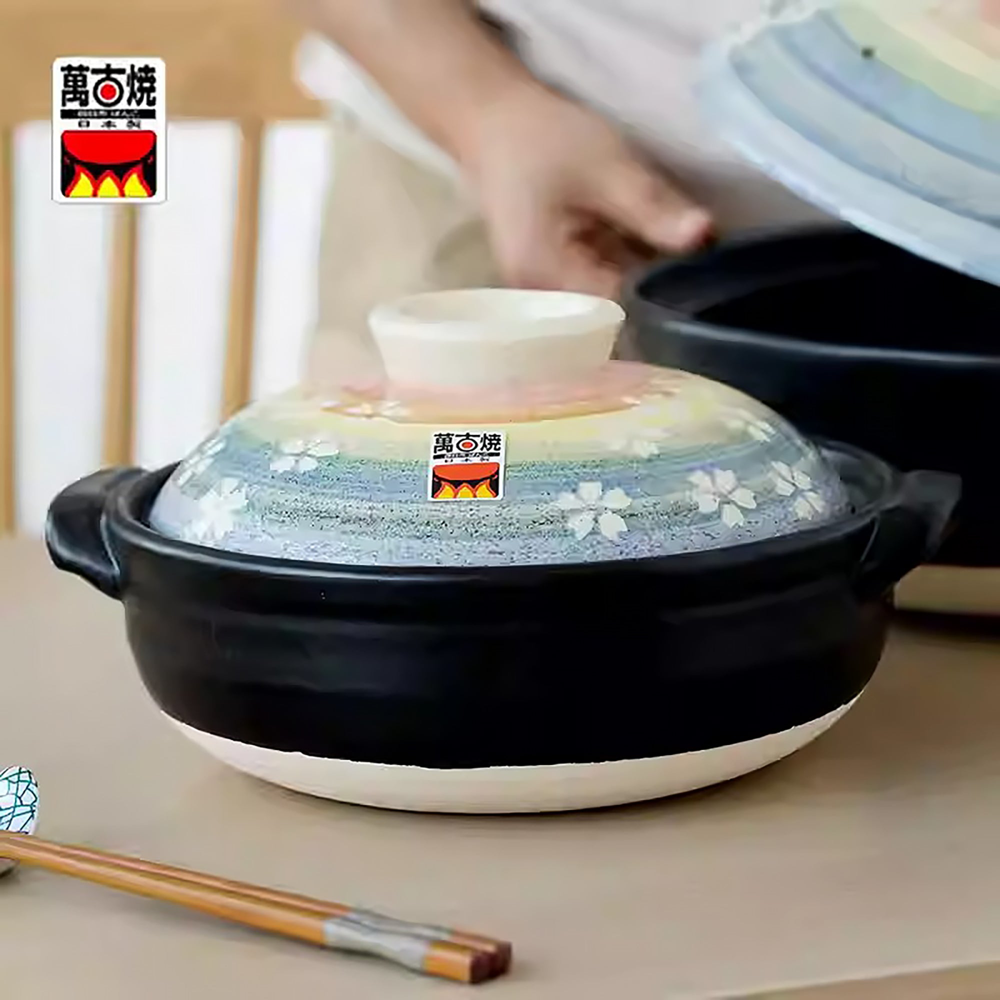 Donabe Banko-yaki “Neige & Sakura Arc-en-ciel”