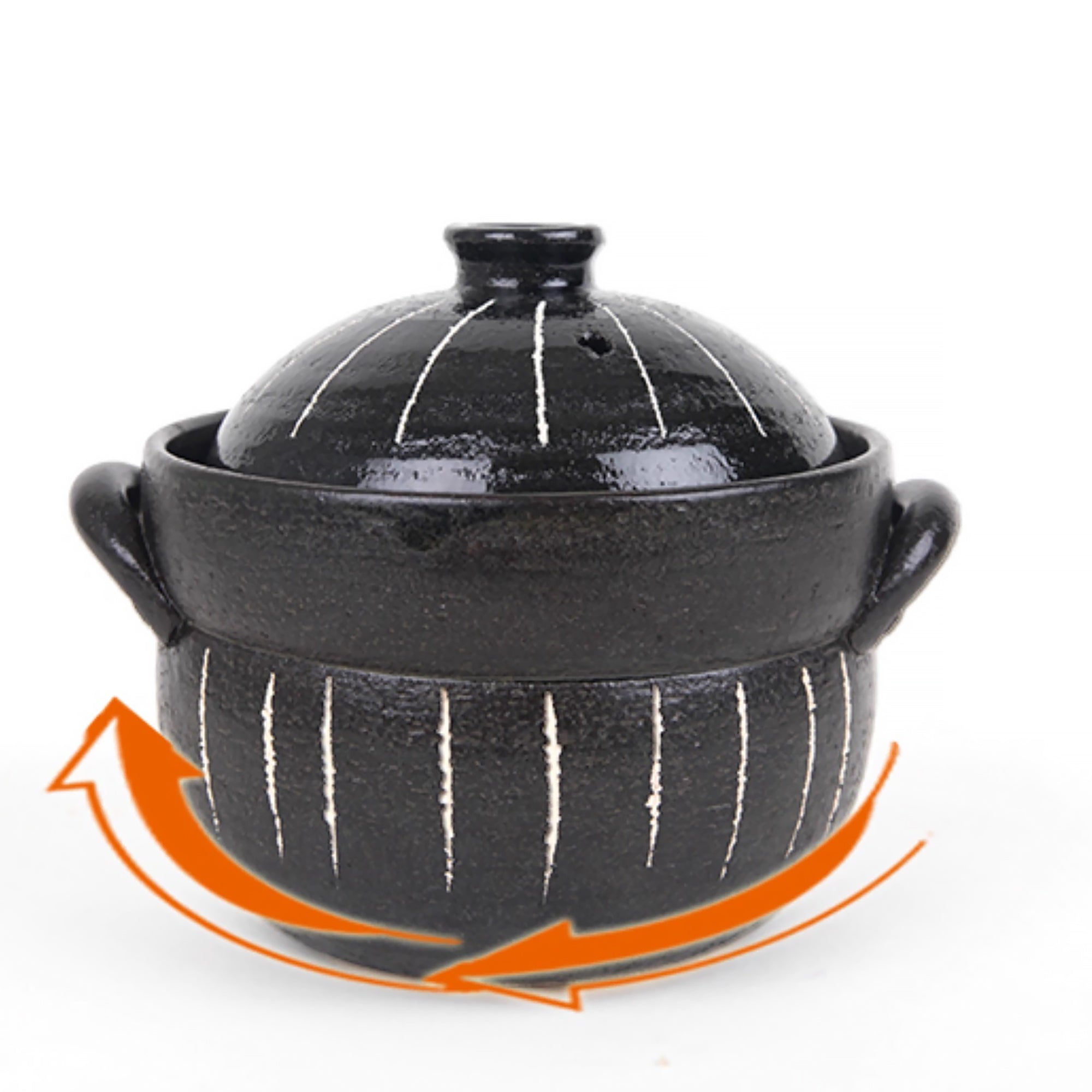 Donabe à double couvercle noir Tokusa