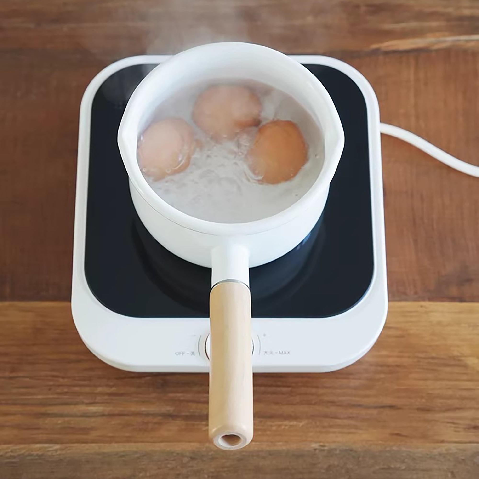 Mini casserole en émail avec manche en bois Shimoyama