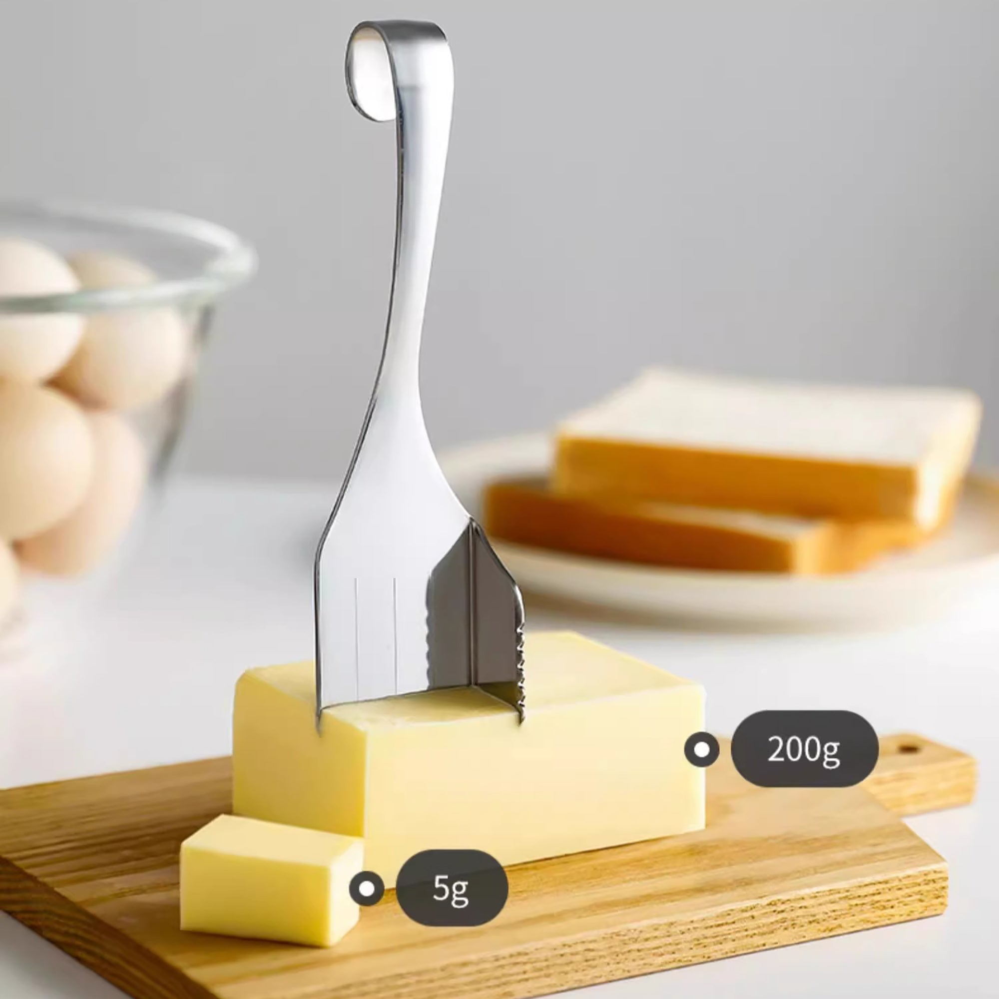 Couteau séparateur de beurre en inox avec mesure