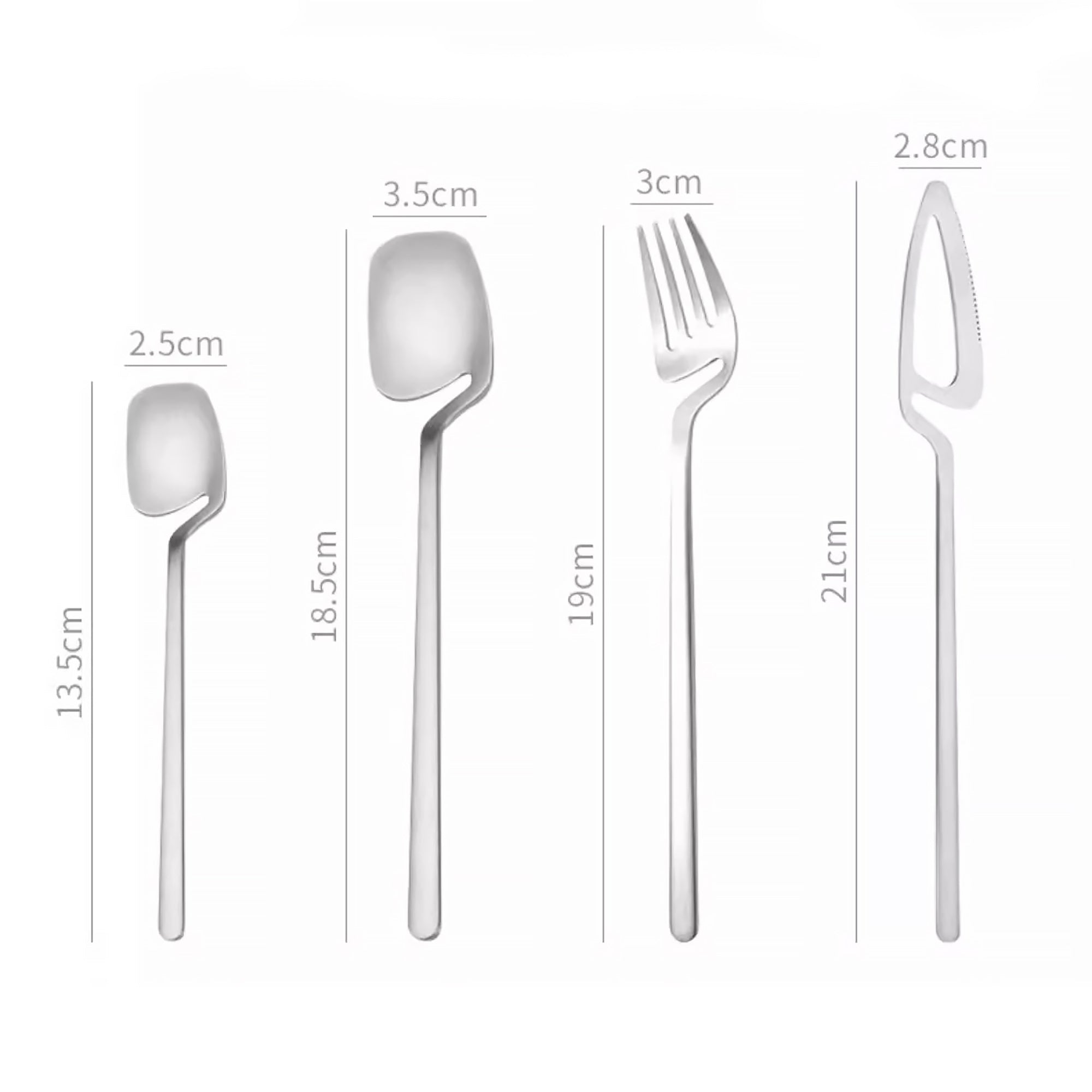 Couverts minimalistes en acier inoxydable avec design suspendu