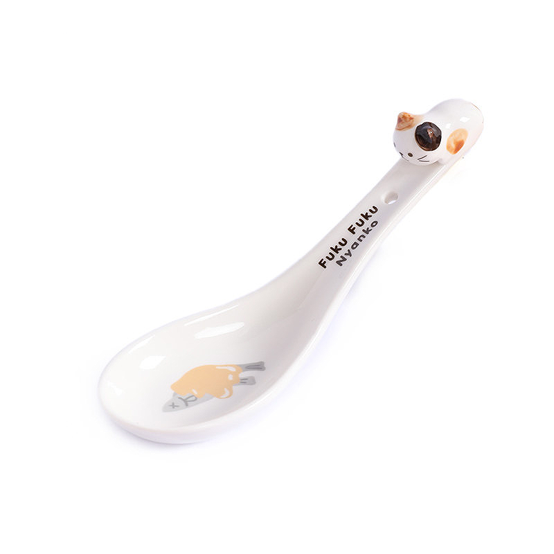 Porcelain Kitten Spoon with Embossed Handle