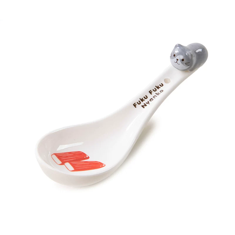 Porcelain Kitten Spoon with Embossed Handle