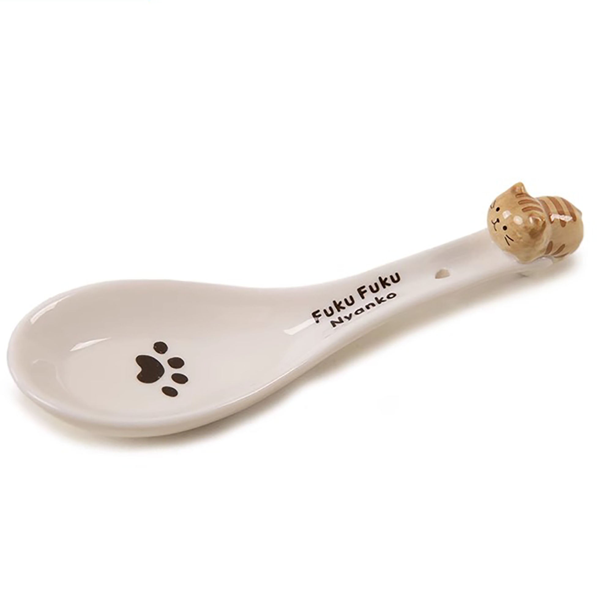 Porcelain Kitten Spoon with Embossed Handle
