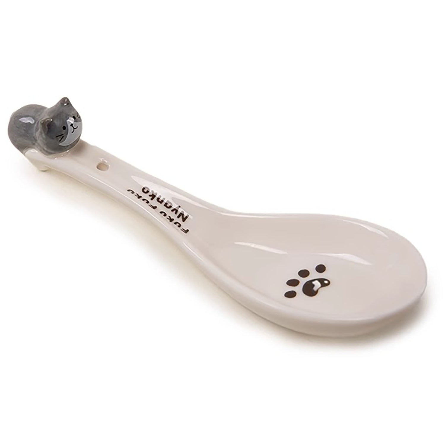 Porcelain Kitten Spoon with Embossed Handle