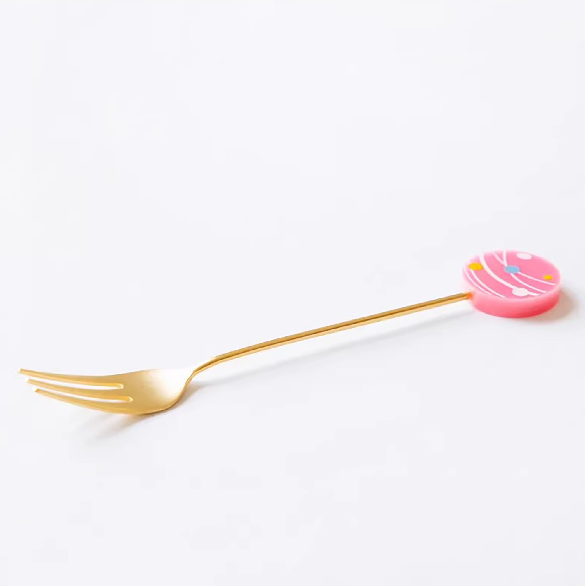 Cuillère et fourchette dessert inox doré Japon avec tige décorative