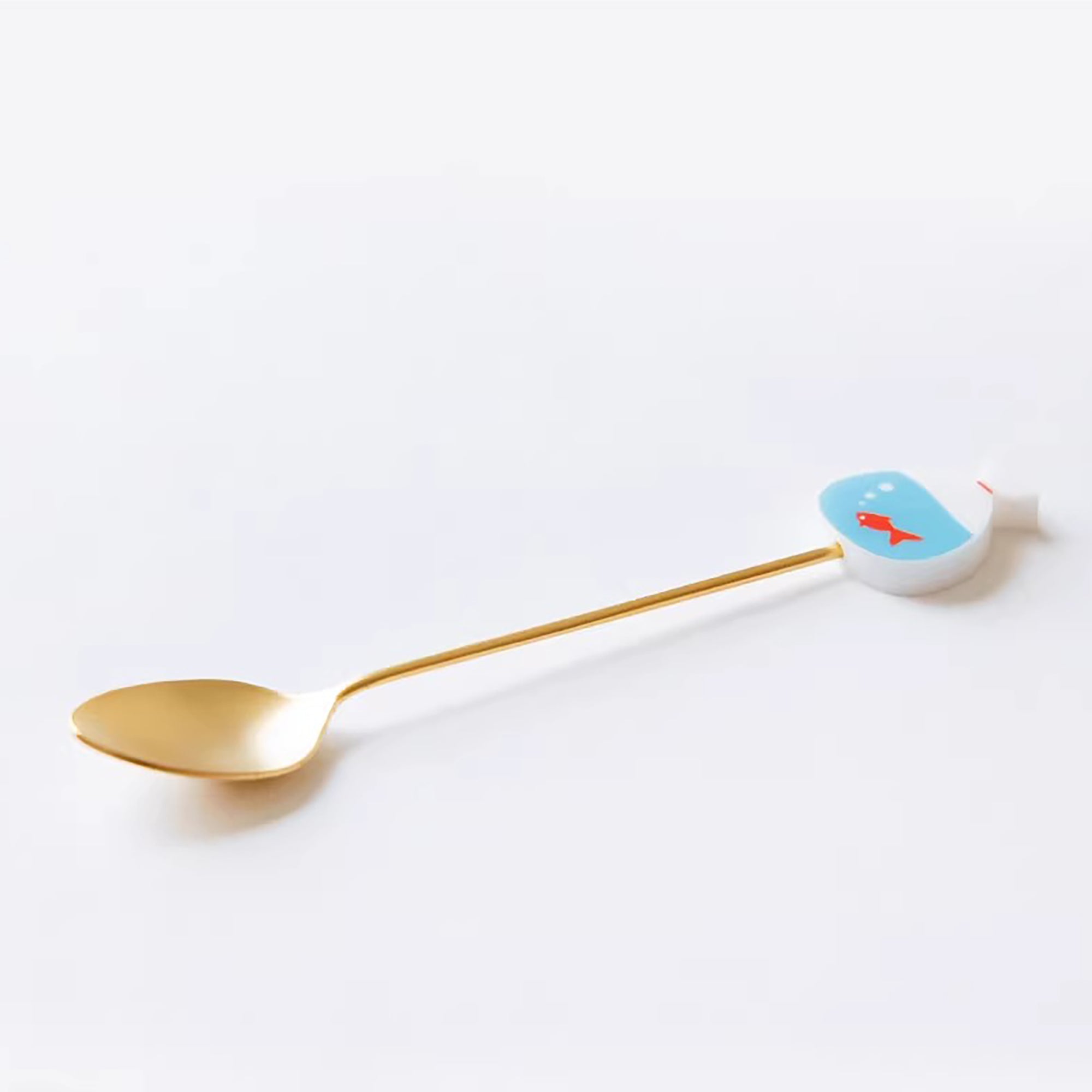 Cuillère et fourchette dessert inox doré Japon avec tige décorative