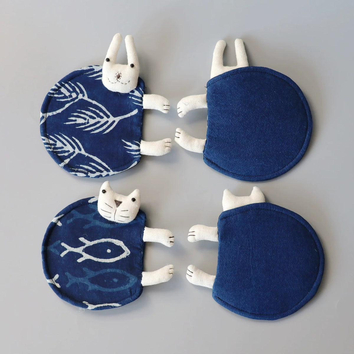 Dessous de verre en coton indigo artisanal