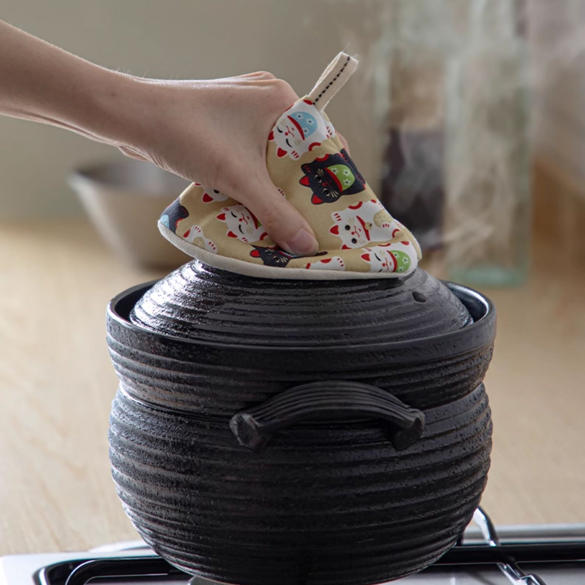 Donabe japonais Banko-yaki à double couvercle
