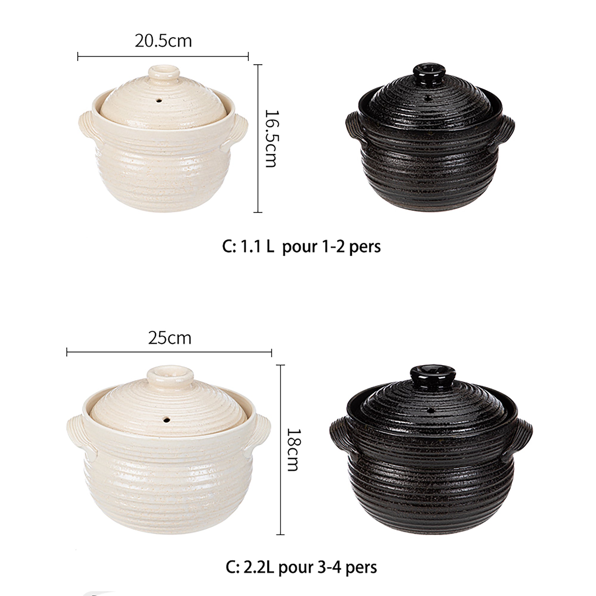 Donabe japonais Banko-yaki à double couvercle