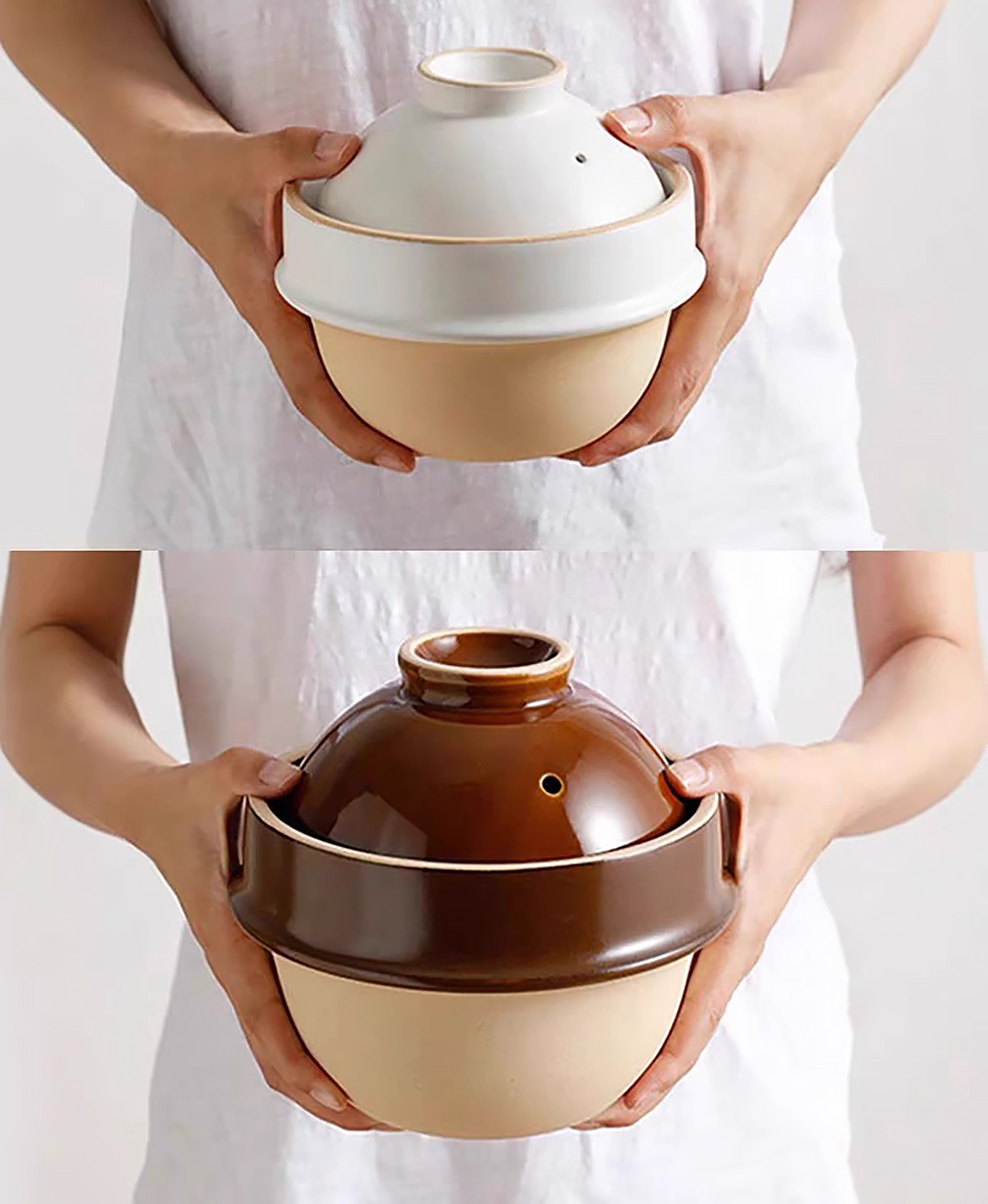 Petit donabe Mashiko à double couvercle