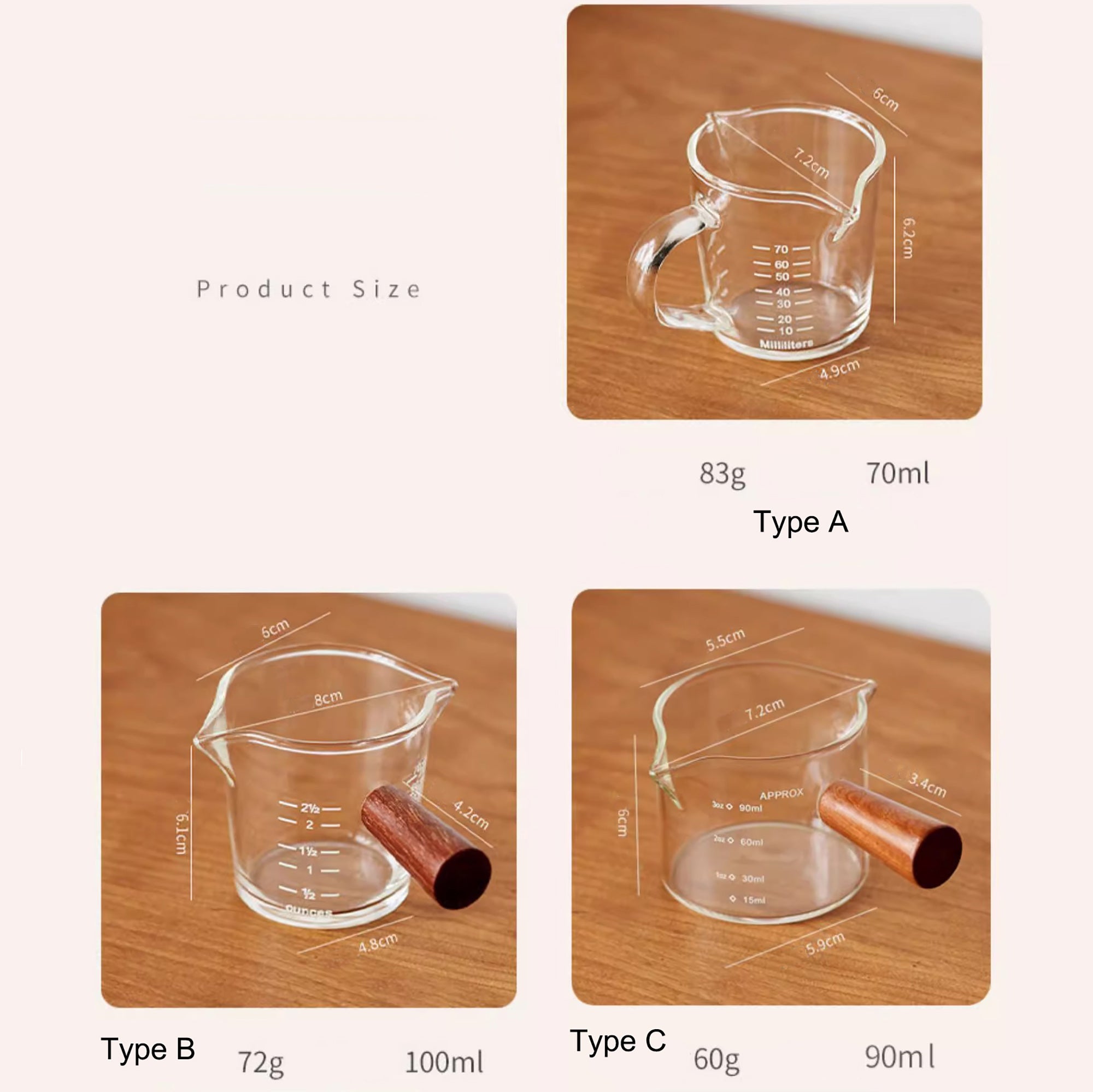 Verre doseur en borosilicate avec double bec verseur