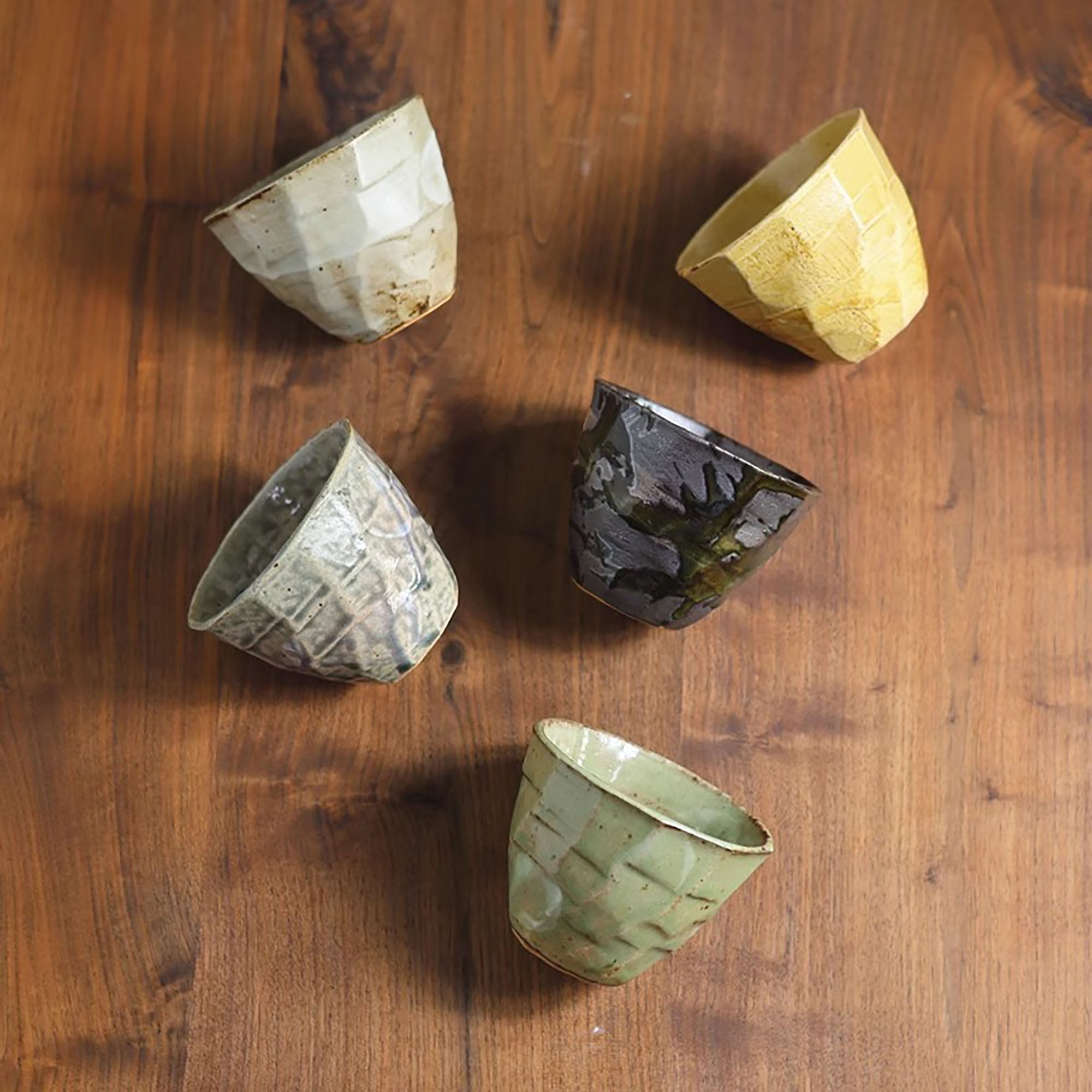 Set of Seto yaki tea cups from the Zôshi kiln