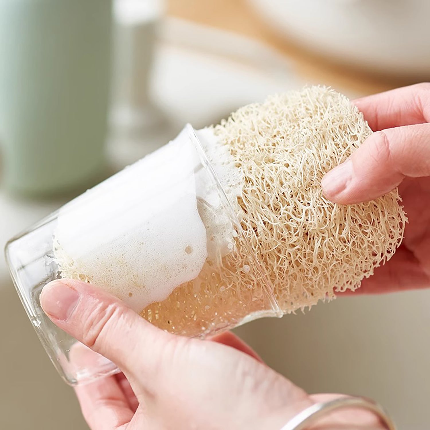 Brosse de nettoyage en loofah naturel