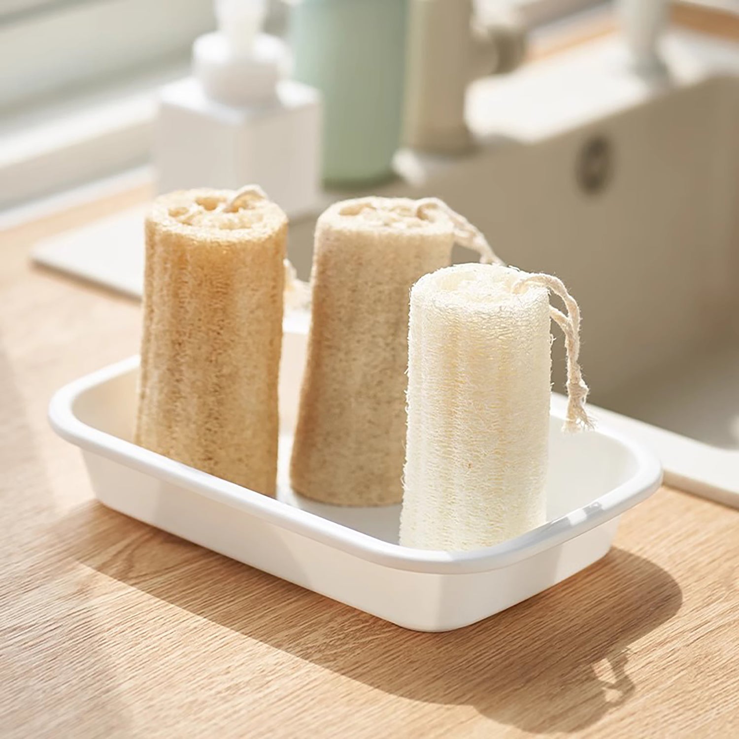 Brosse de nettoyage en loofah naturel