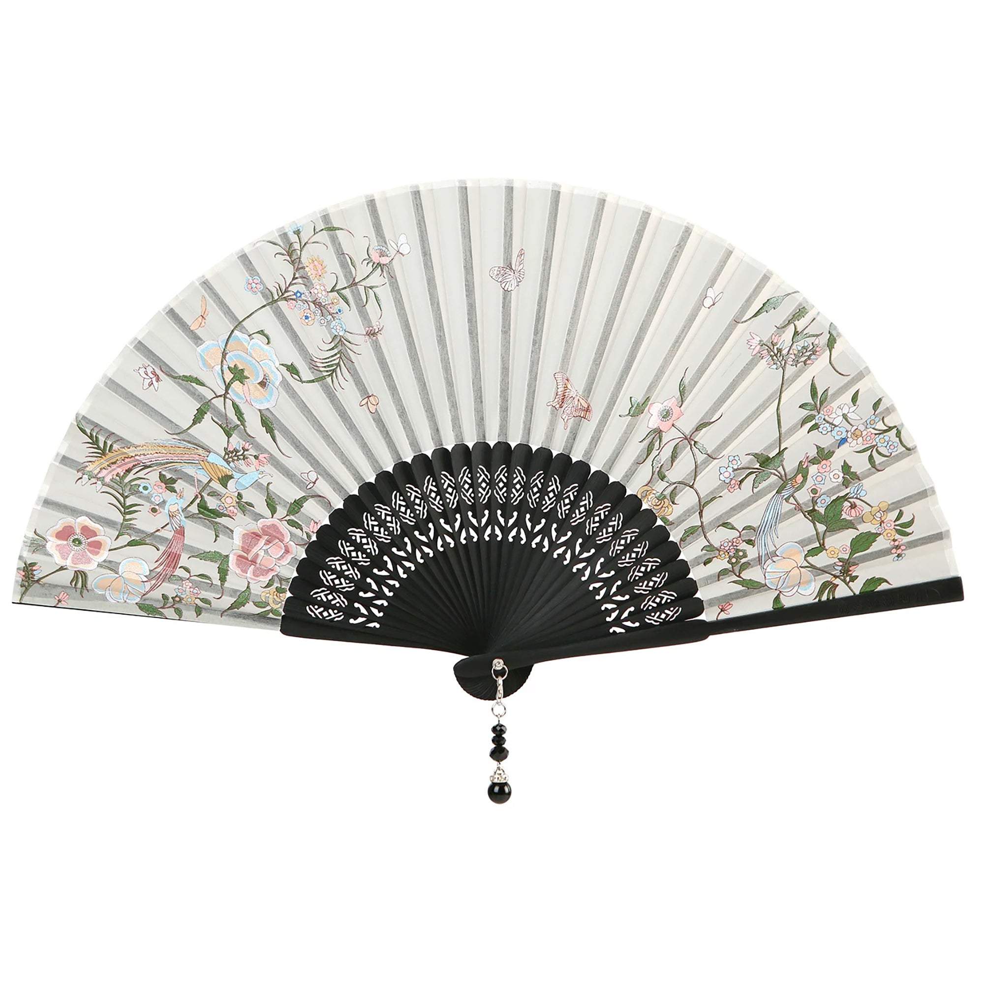 Éventail pliant Guang Embroidery Fleurs & Papillons