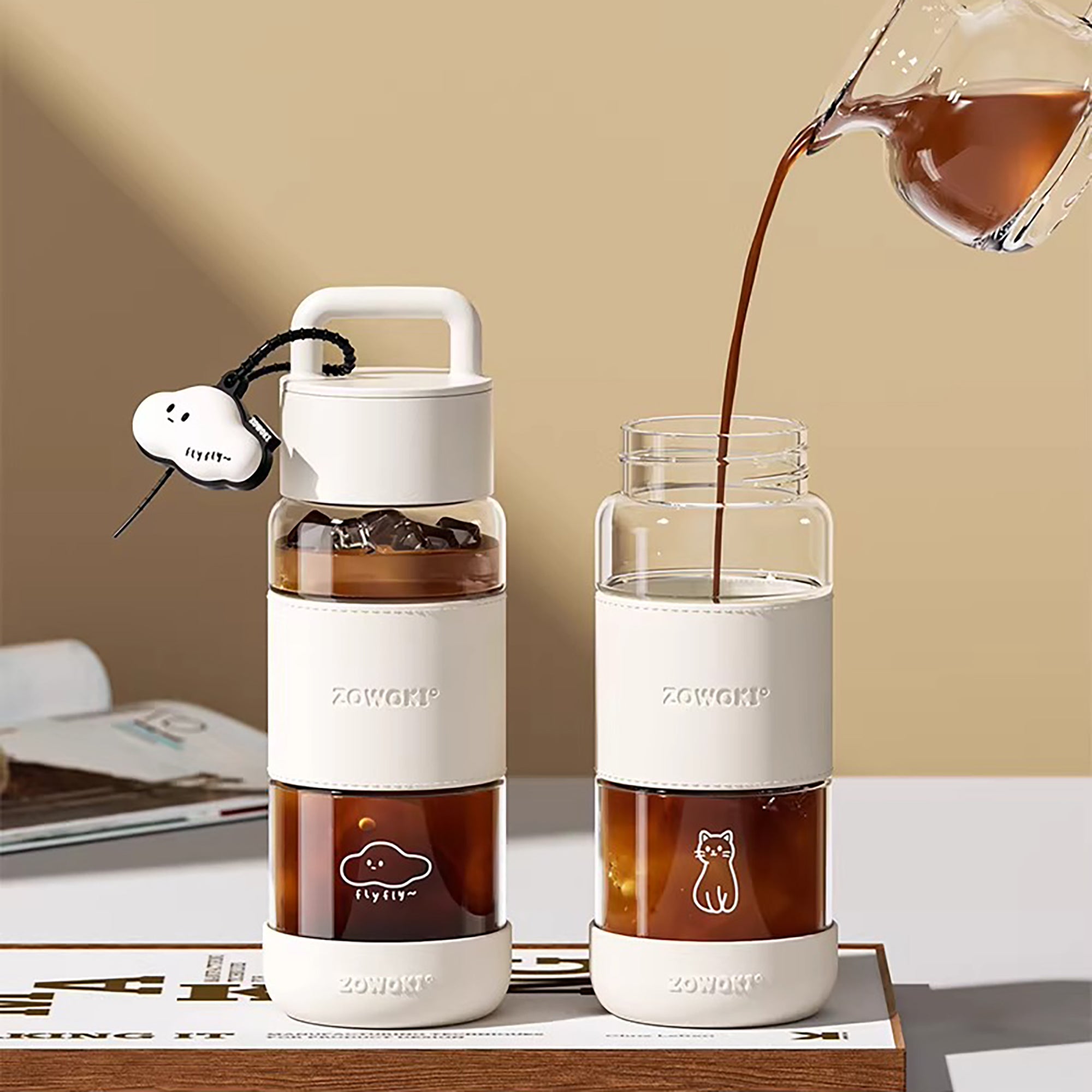 Bouteille en verre borosilicate ZOWOKI portable