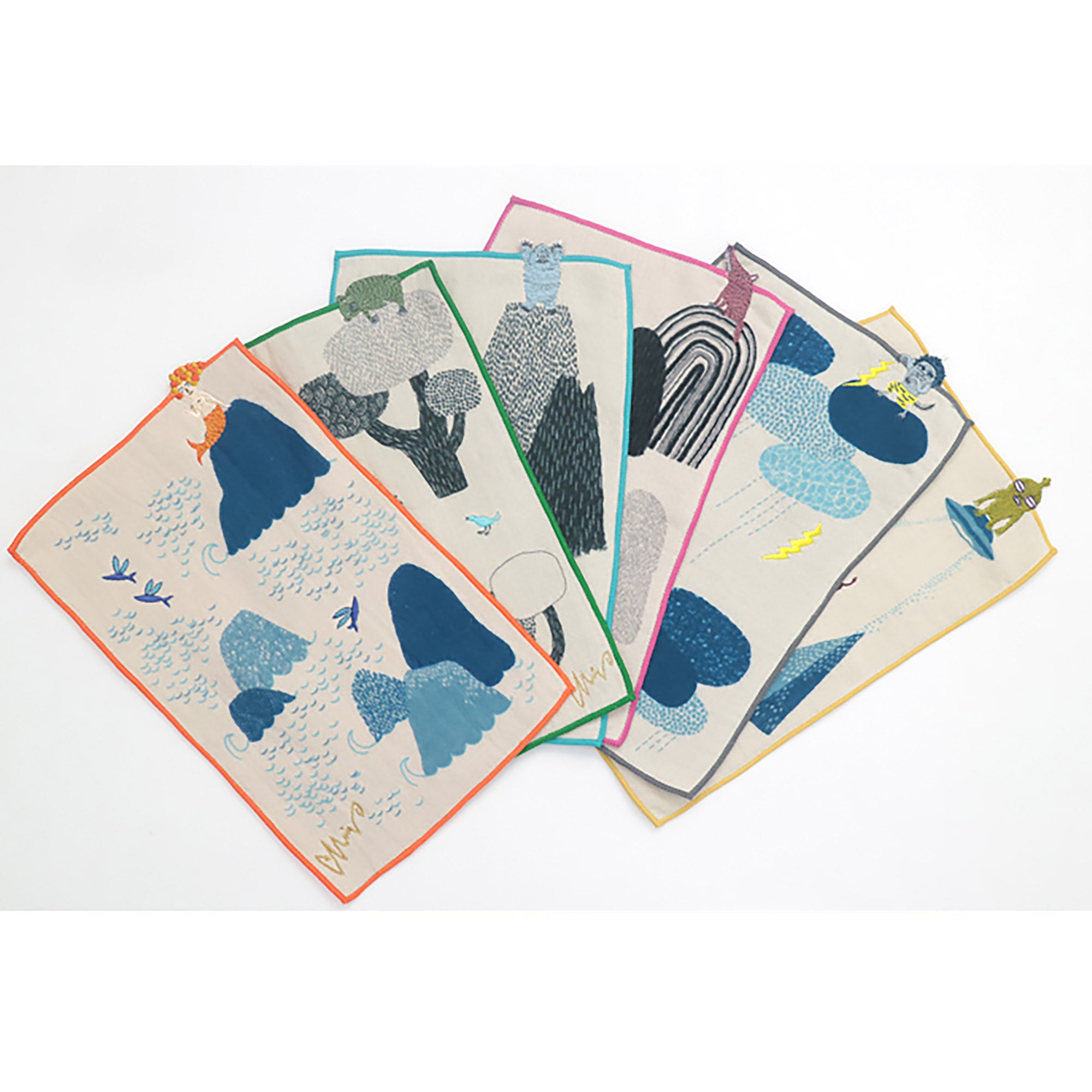 Serviette japonaise en coton brodé