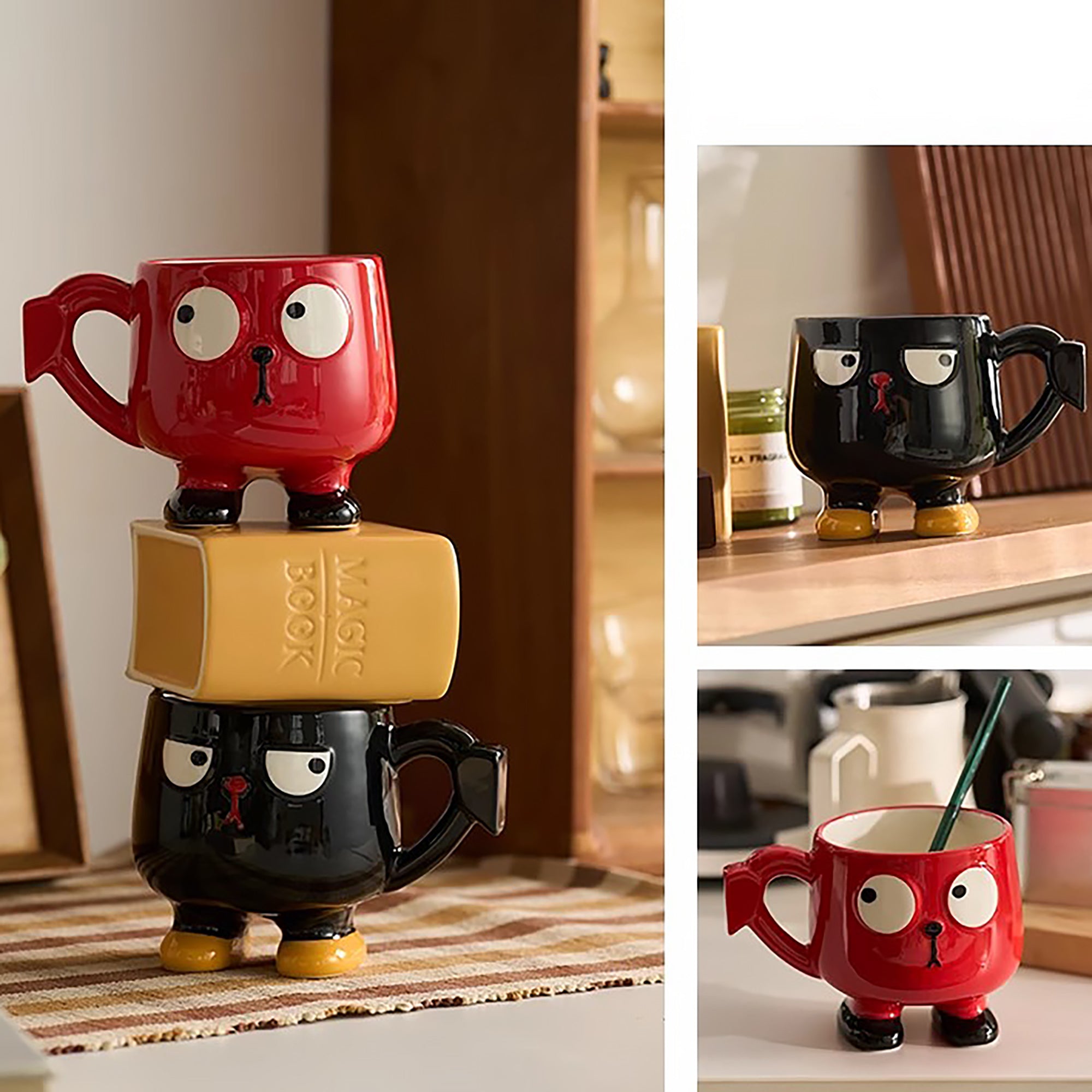 Mugs en céramique avec poignées cœur