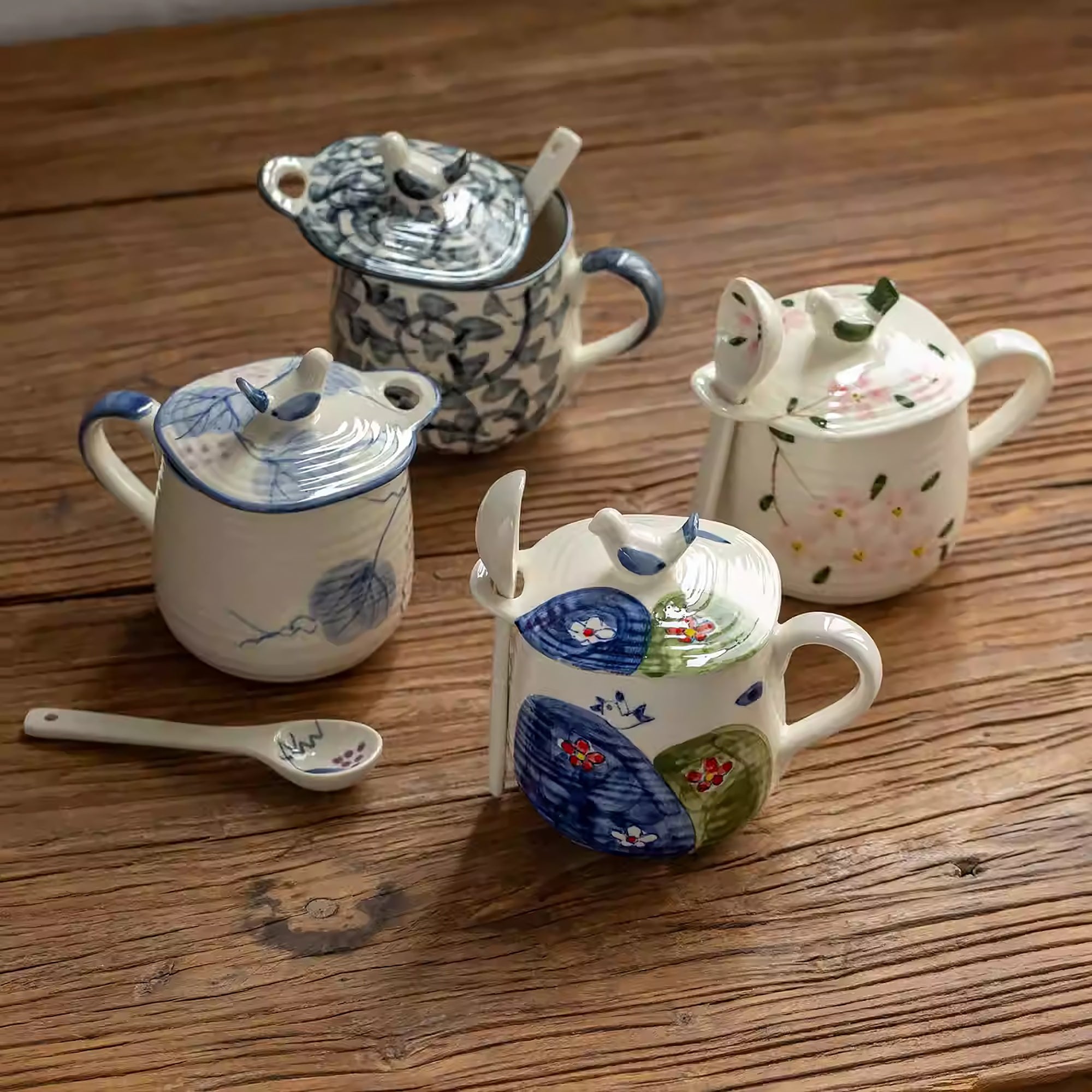 Mug en céramique Mino-yaki avec cuillère