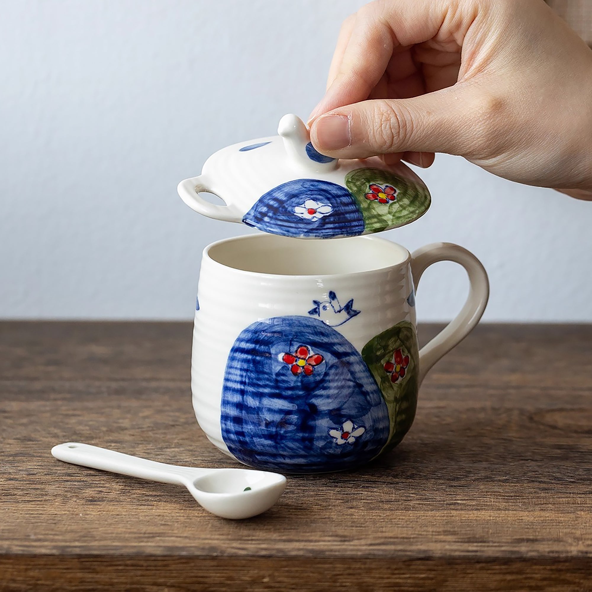 Mug en céramique Mino-yaki avec cuillère
