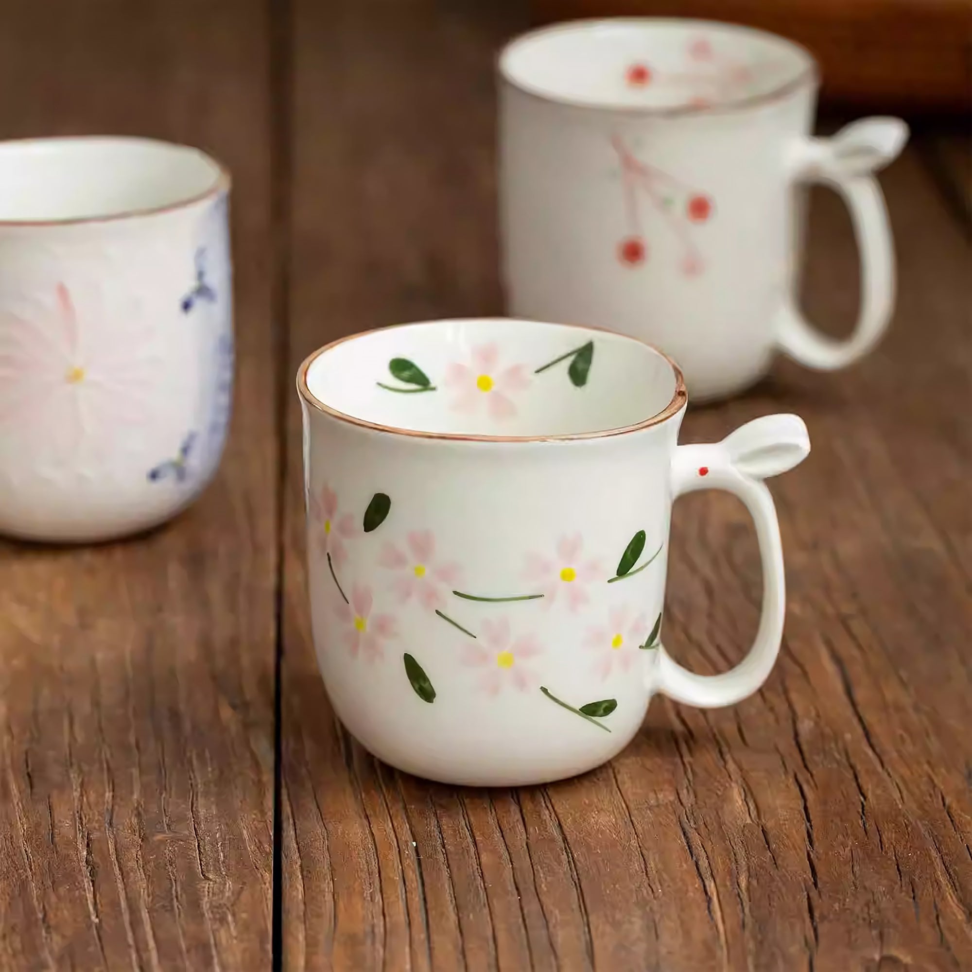 Mug en céramique Seto-yaki à poignée lapin