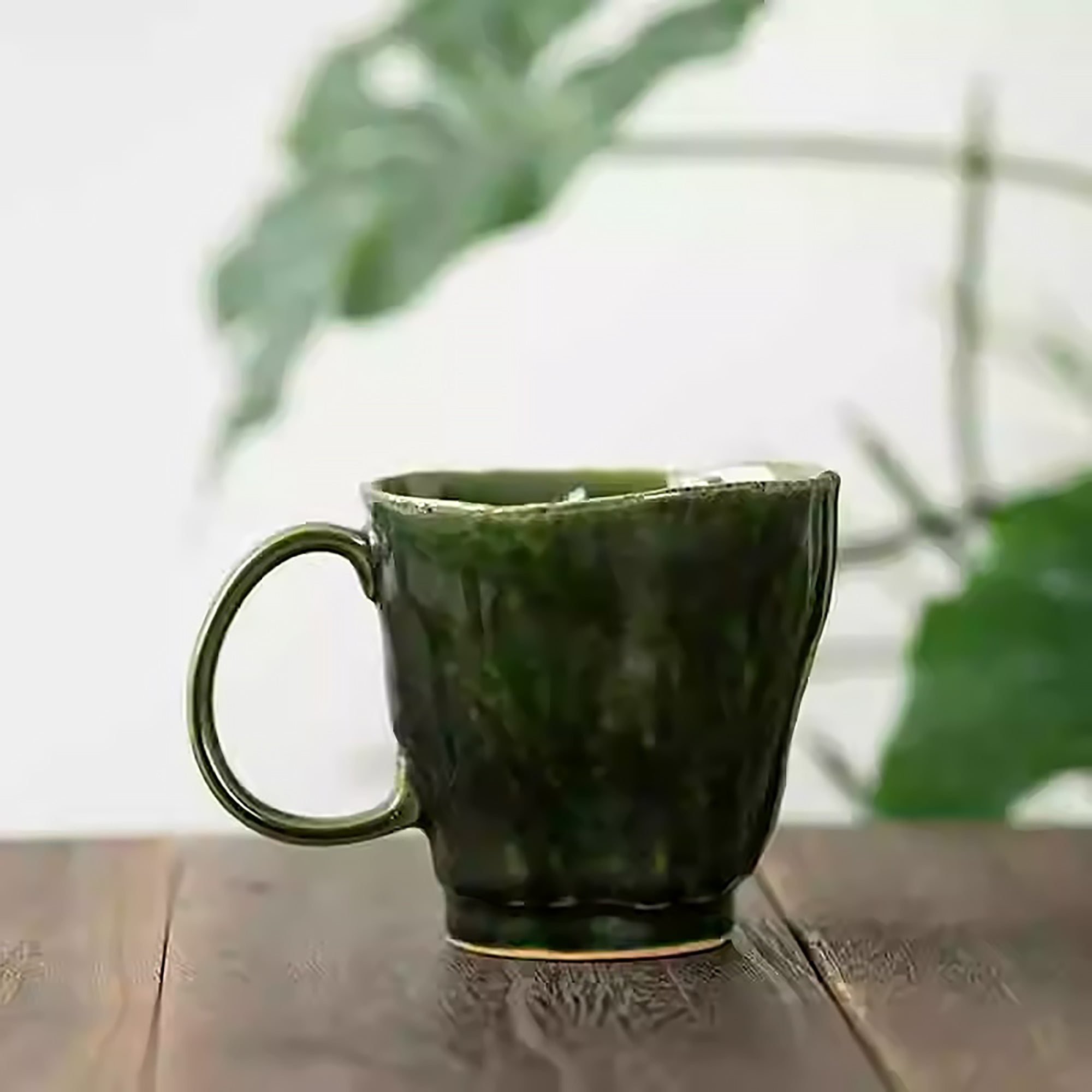 Mug en céramique Minoyaki vert rétro