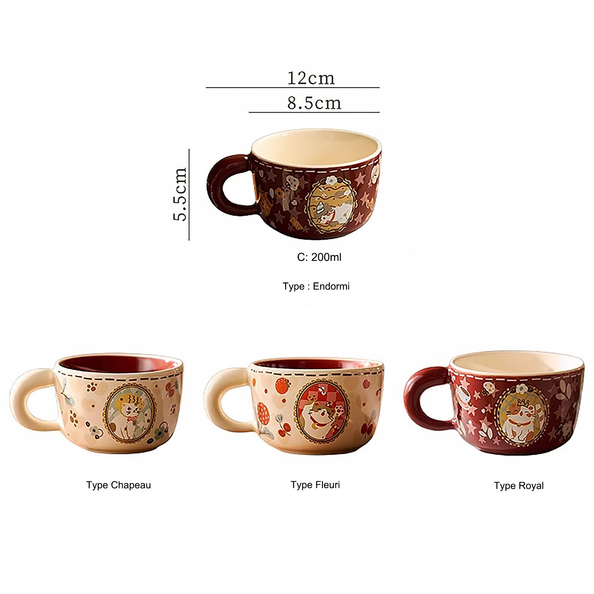 Mug en céramique avec illustration de chat