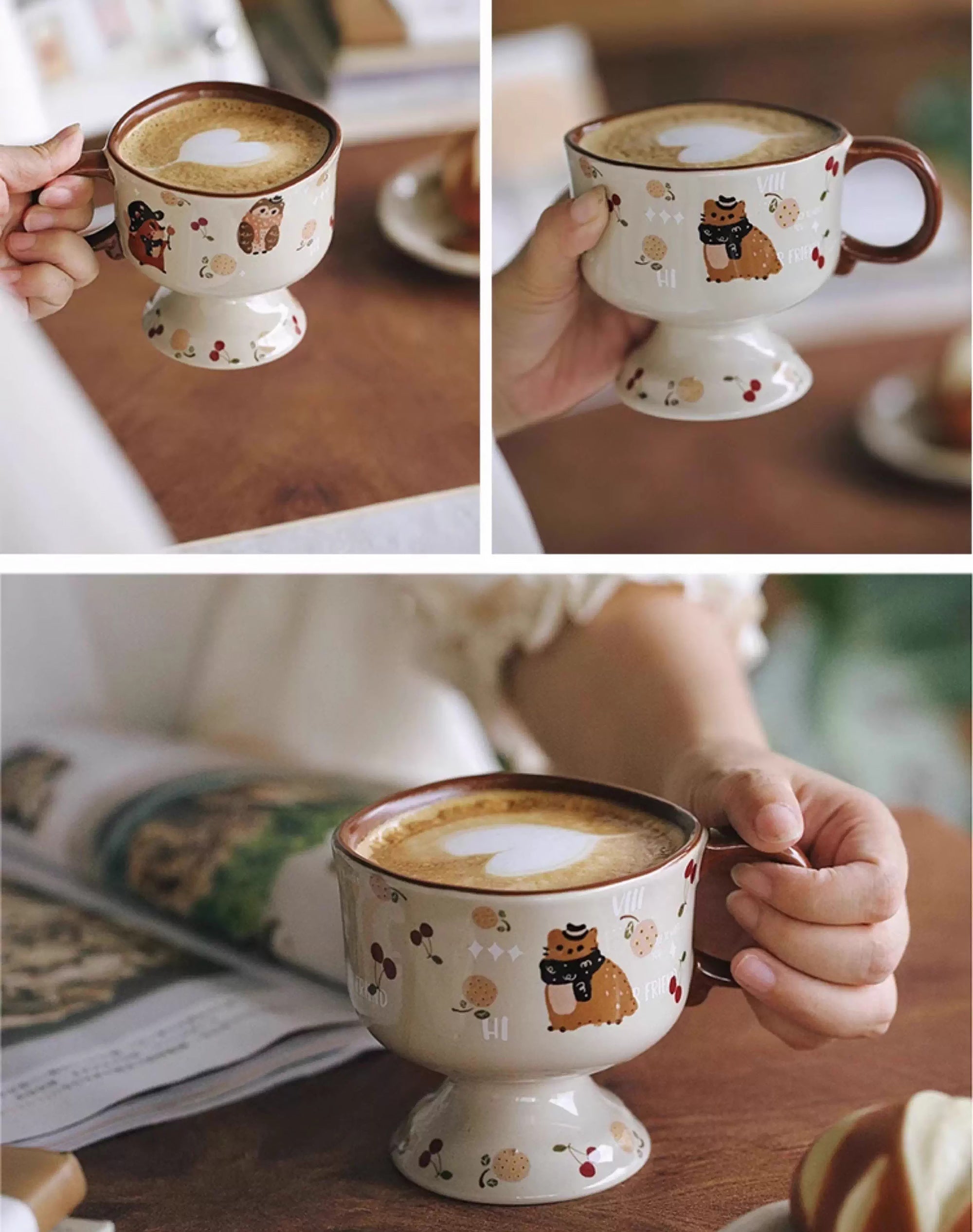 Tasse haute en céramique illustrée