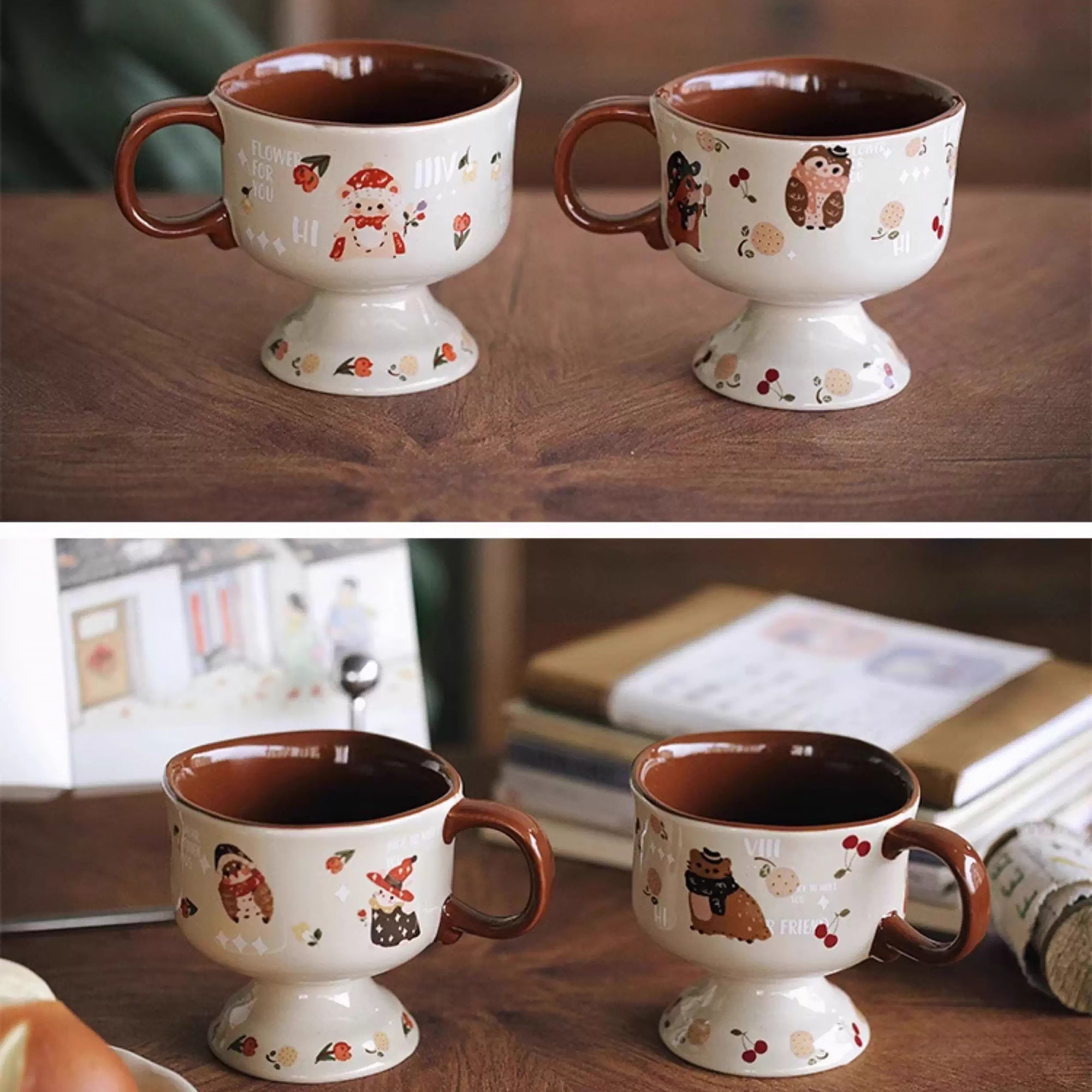 Tasse haute en céramique illustrée