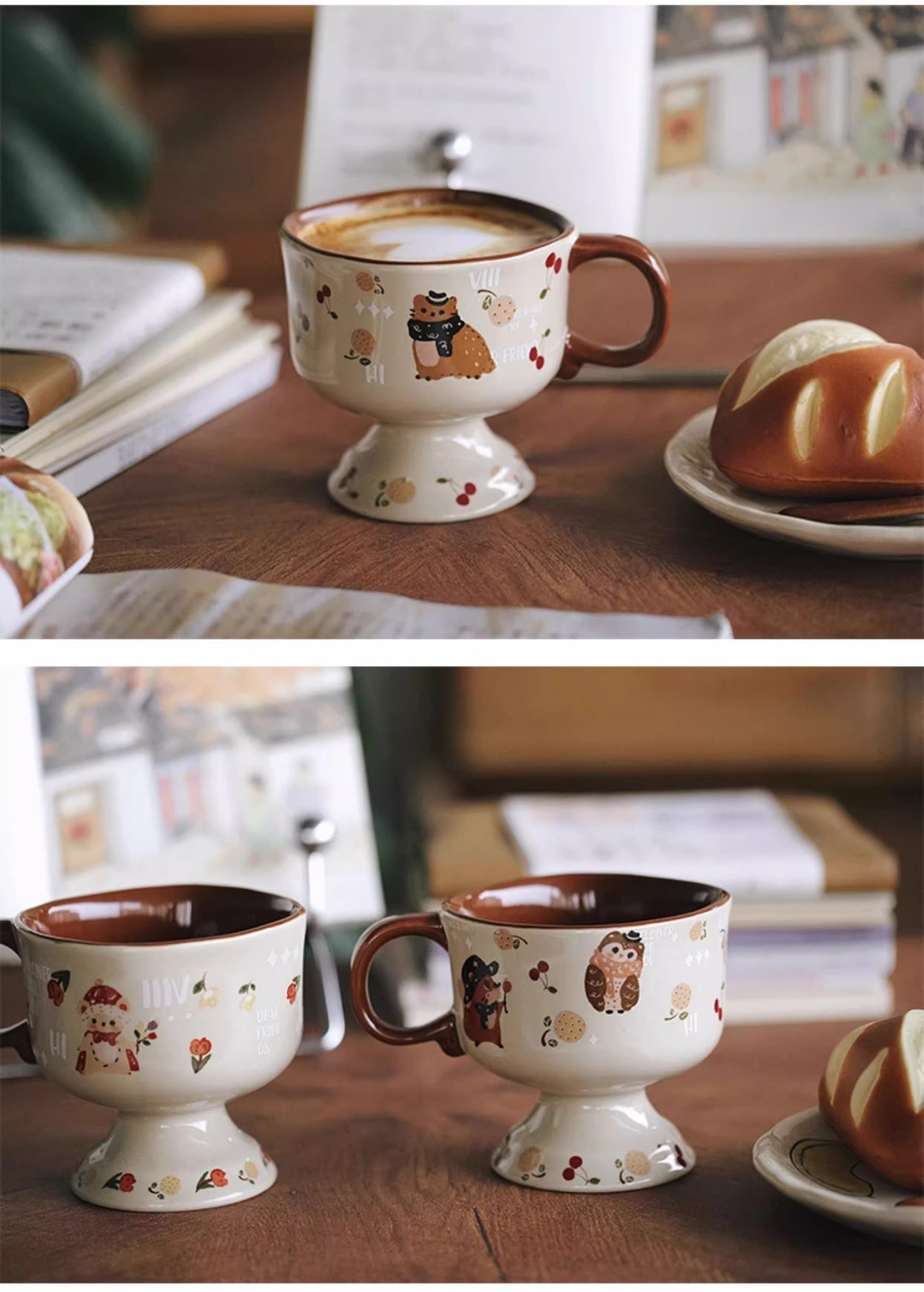 Tasse haute en céramique illustrée