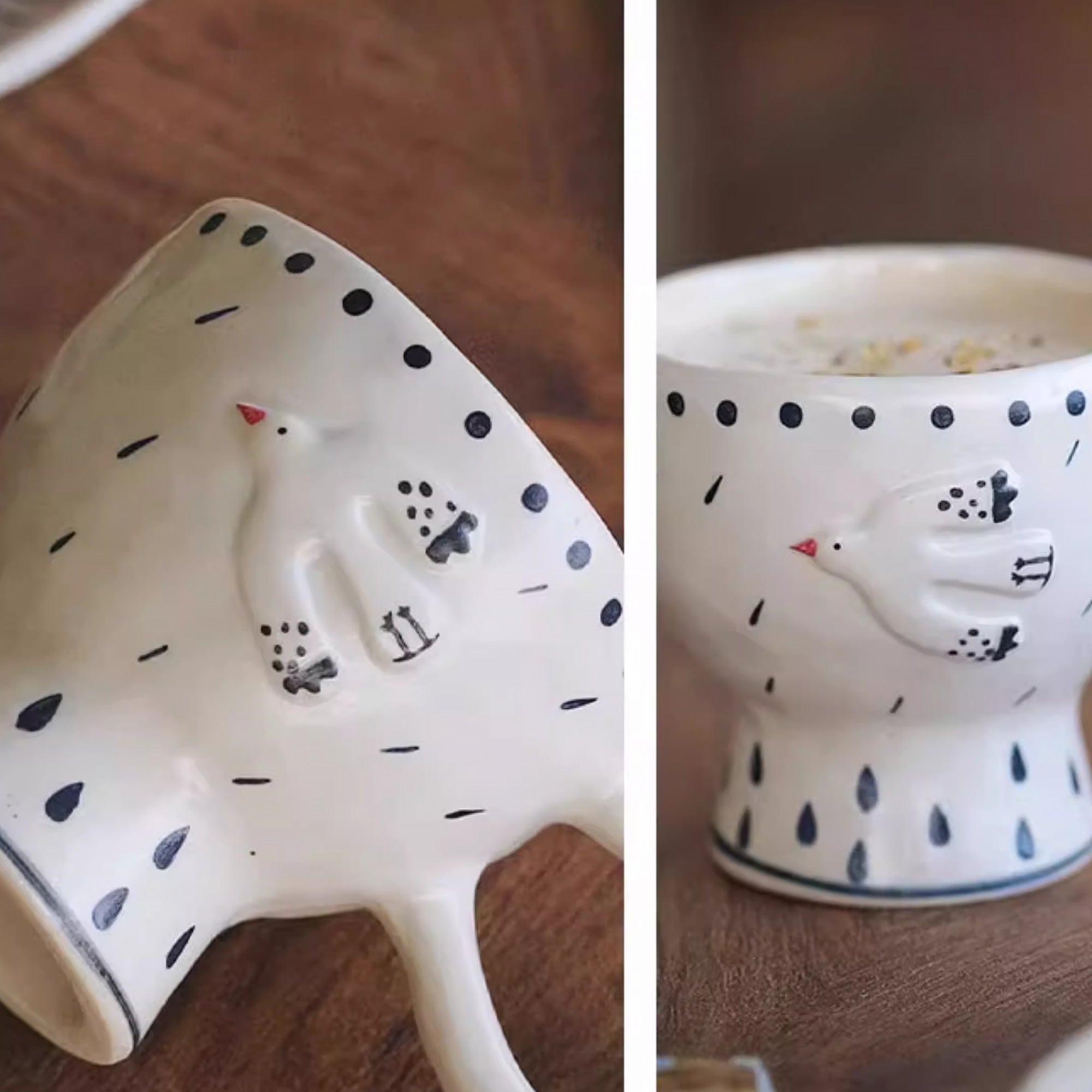 Mug en céramique fait main avec motif en relief mouette