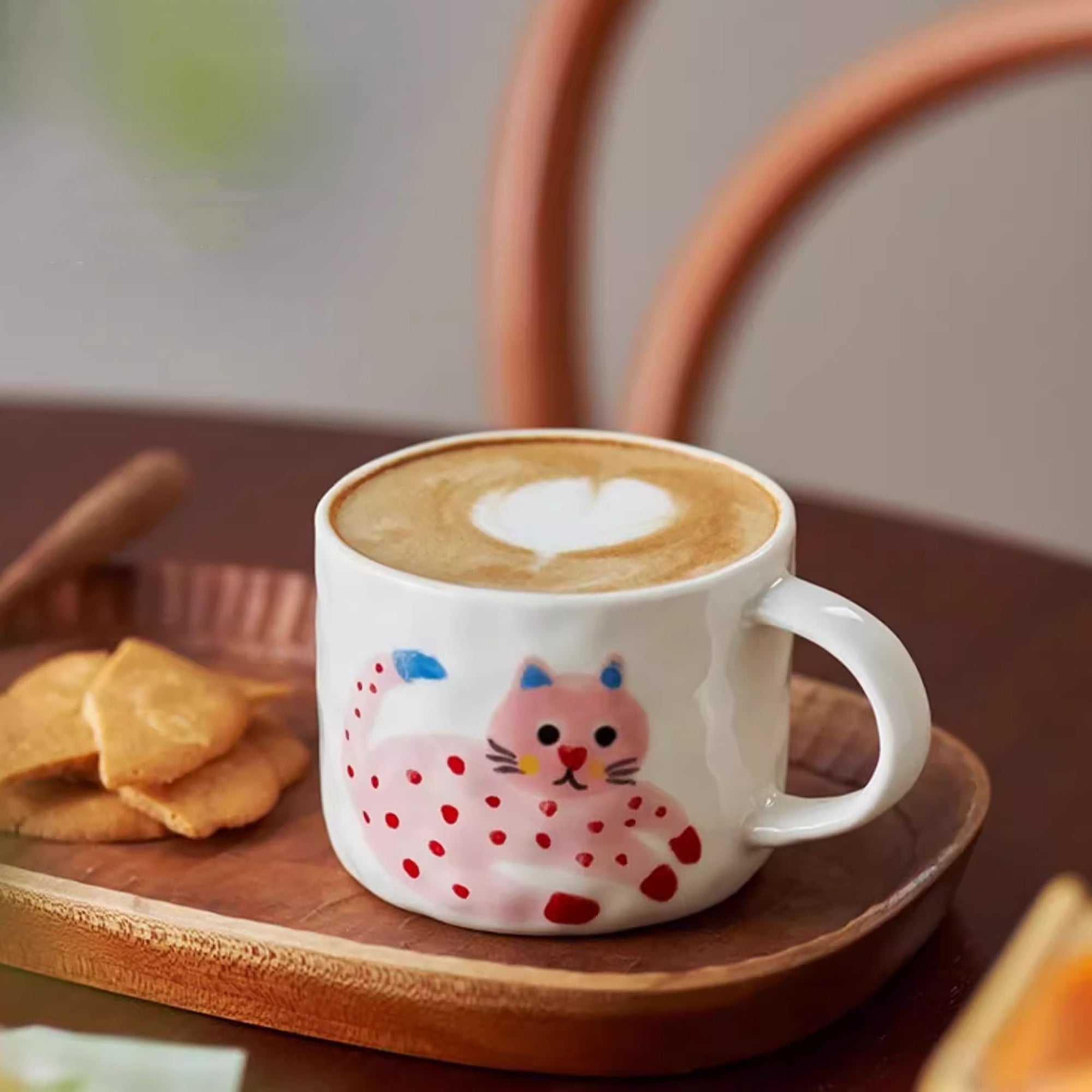 Mug en céramique fait à la main avec Design chat rose