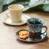 Tasse à café avec soucoupe en céramique Minoyaki en style Artisanat wabi-sabi